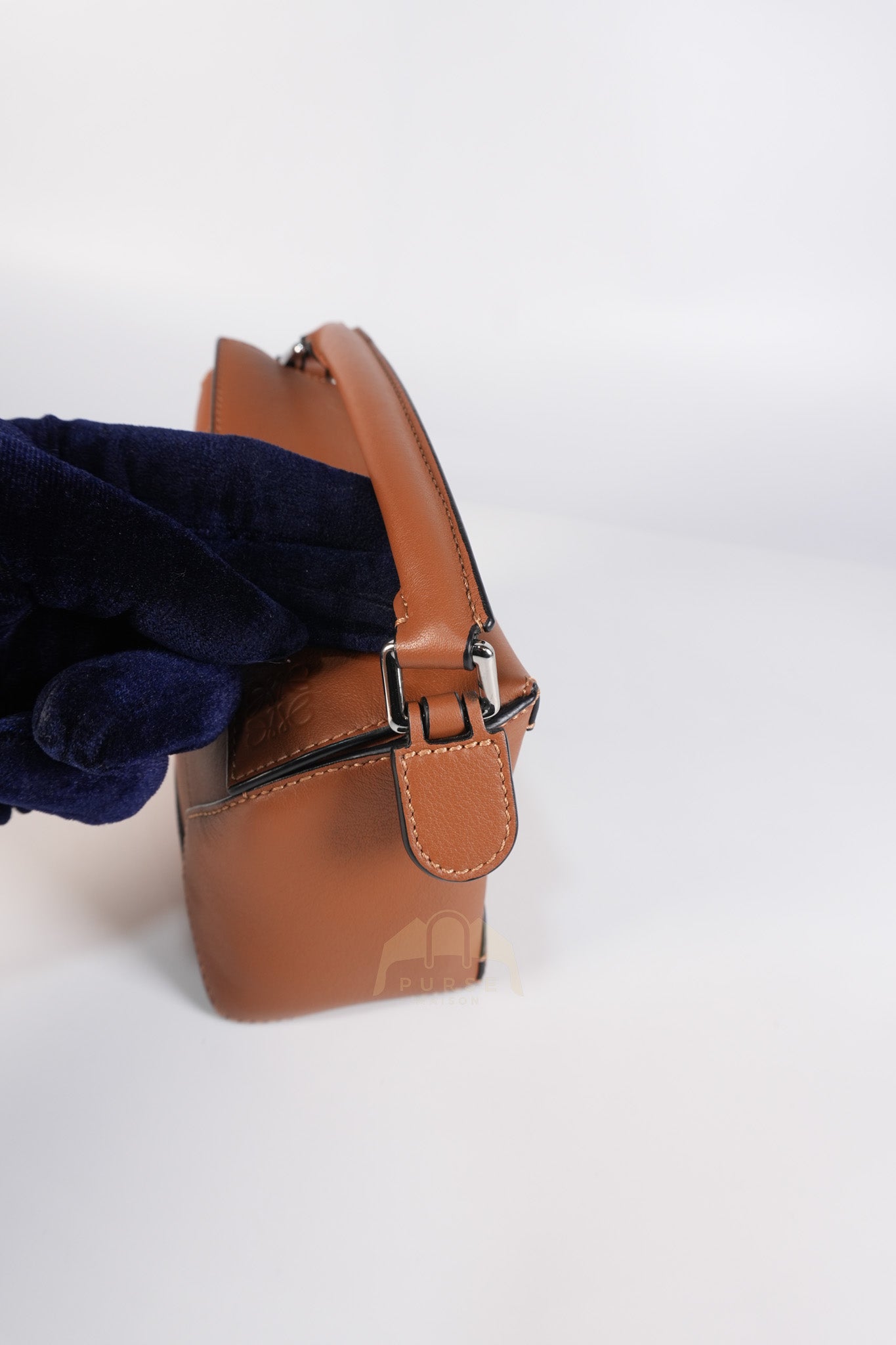 Mini Puzzle Edge Bag in Tan Calfskin Leather & Silver Hardware | Purse Maison Luxury Bags Shop