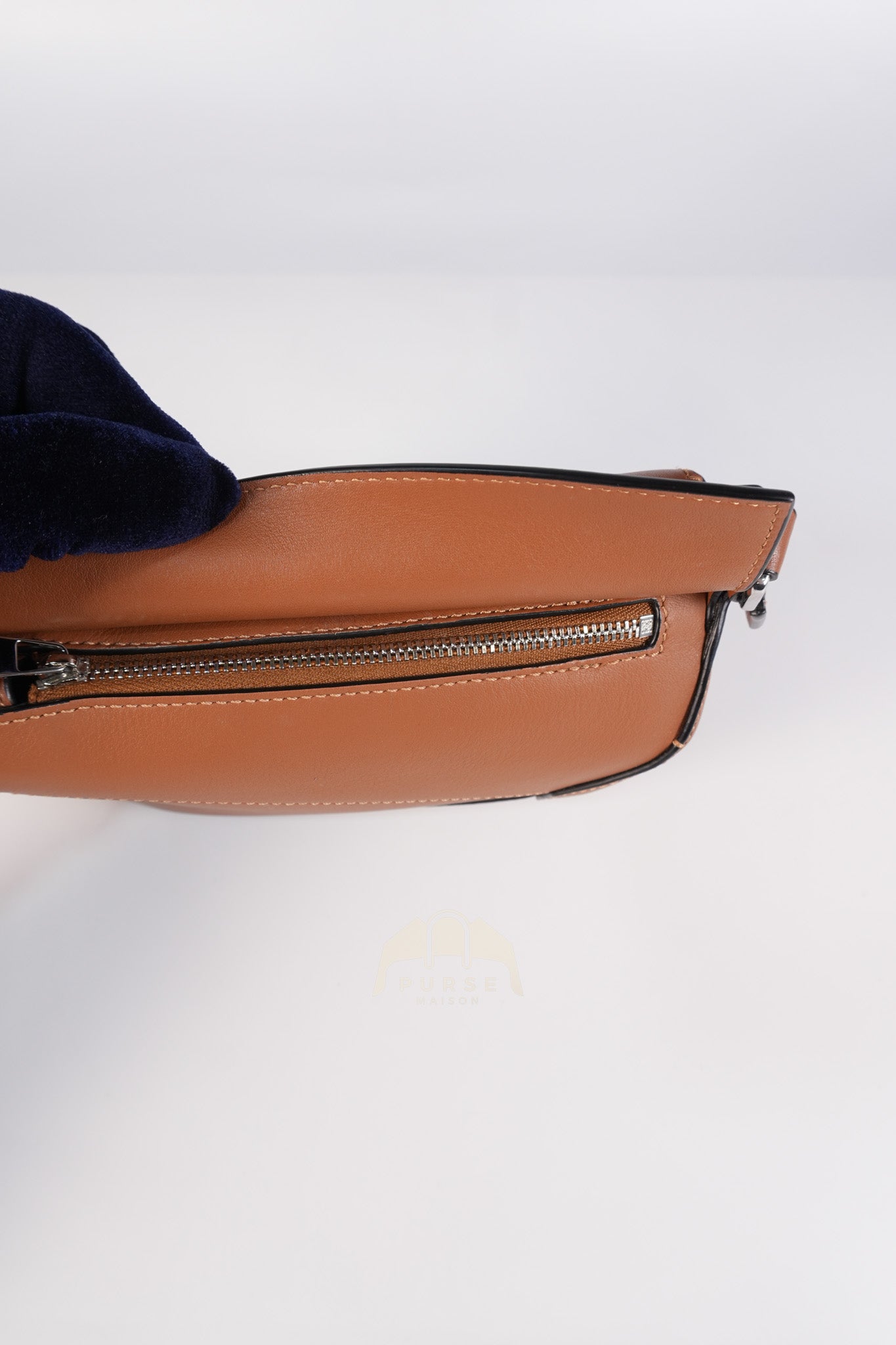 Mini Puzzle Edge Bag in Tan Calfskin Leather & Silver Hardware | Purse Maison Luxury Bags Shop