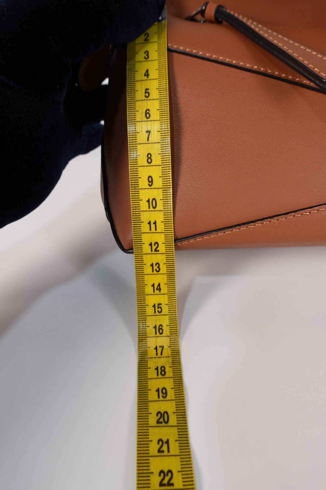 Mini Puzzle Edge Bag in Tan Calfskin Leather & Silver Hardware | Purse Maison Luxury Bags Shop