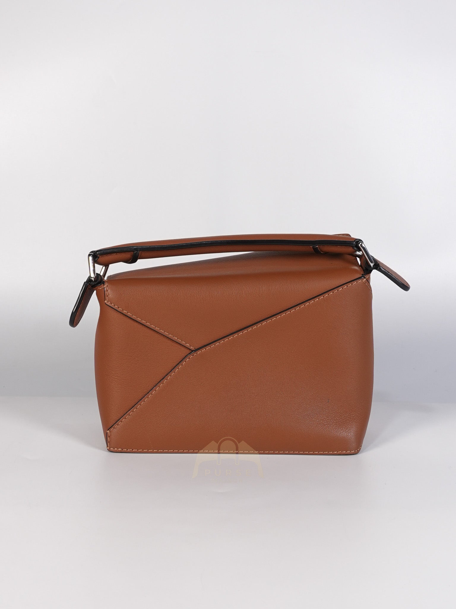 Mini Puzzle Edge Bag in Tan Calfskin Leather & Silver Hardware | Purse Maison Luxury Bags Shop