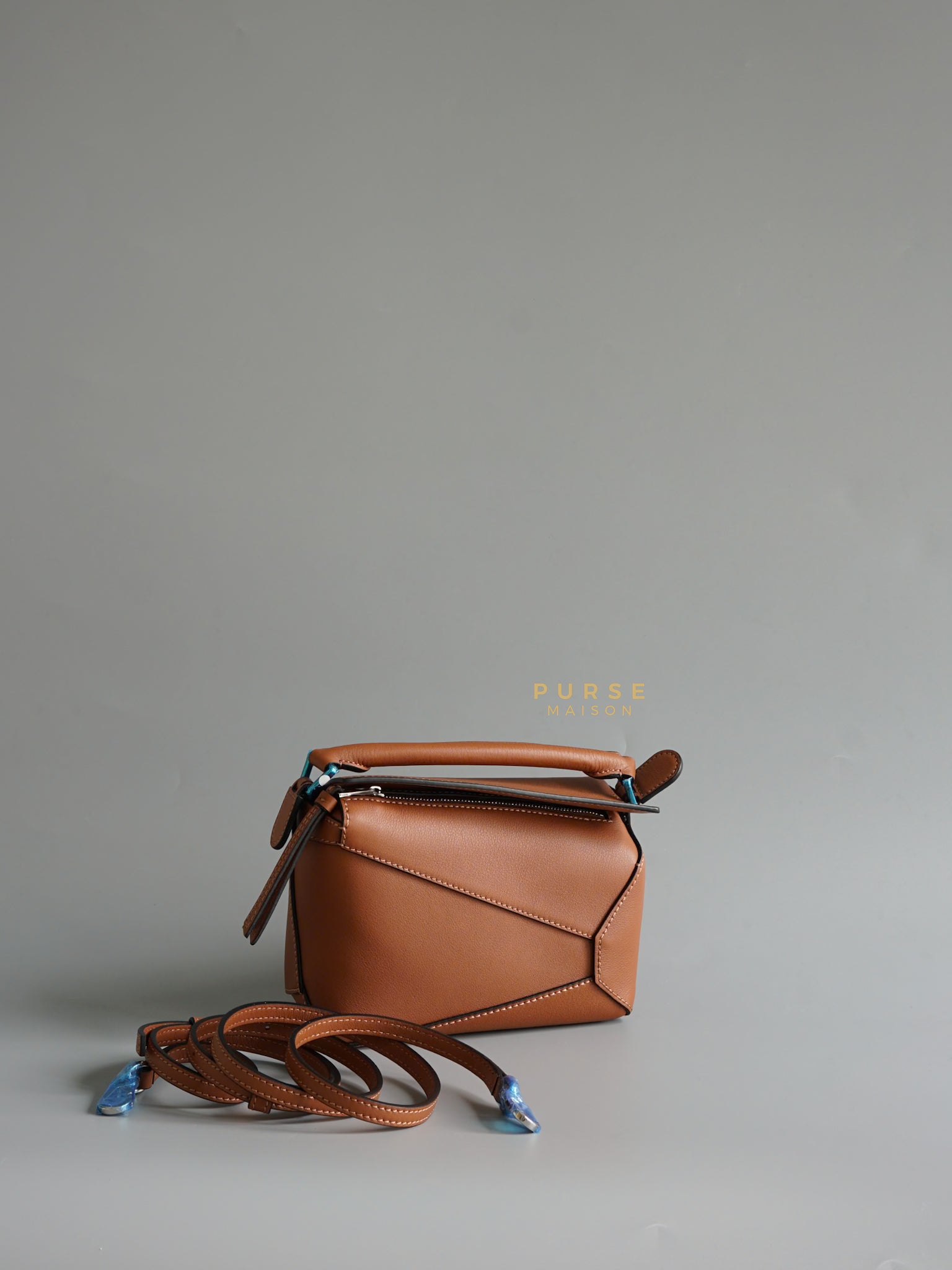 Mini Puzzle Edge Bag in Tan Calfskin | Purse Maison Luxury Bags Shop