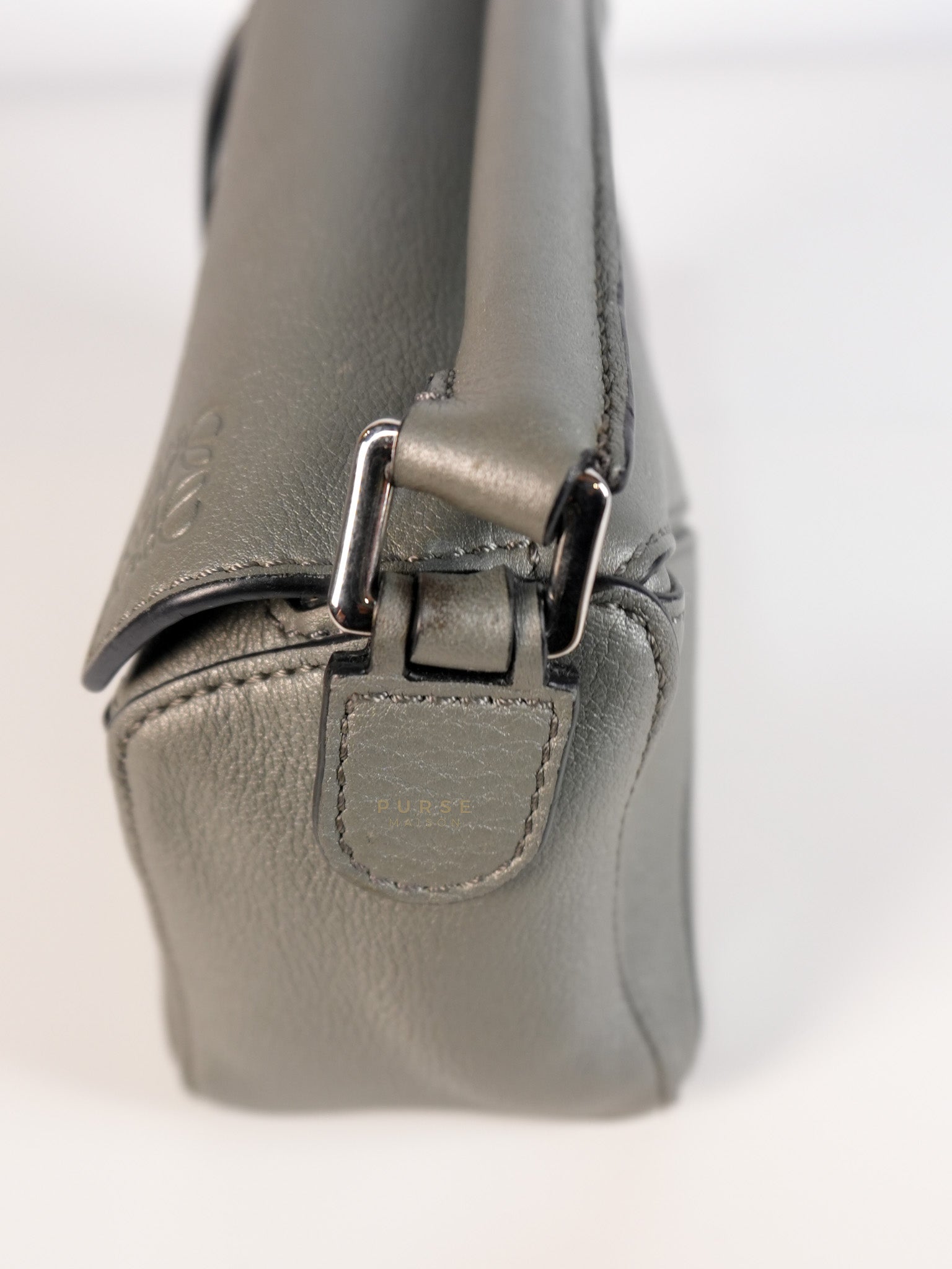 Mini Puzzle in Grey Calfskin Leather | Purse Maison Luxury Bags Shop