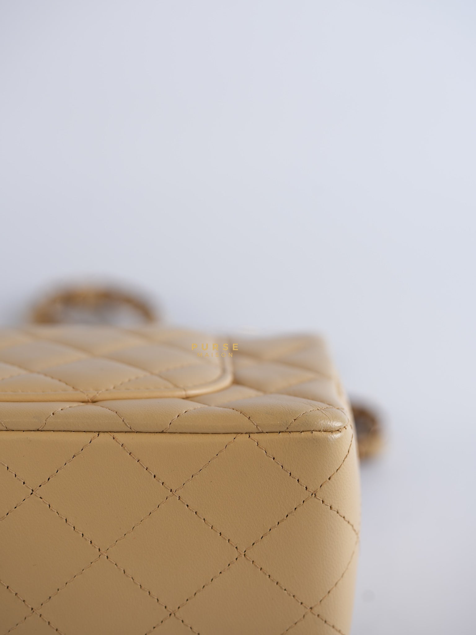 Mini Rectangle Beige Clair in Quilted Lambskin and Rose Gold Hardware (Microchip) | Purse Maison Luxury Bags Shop