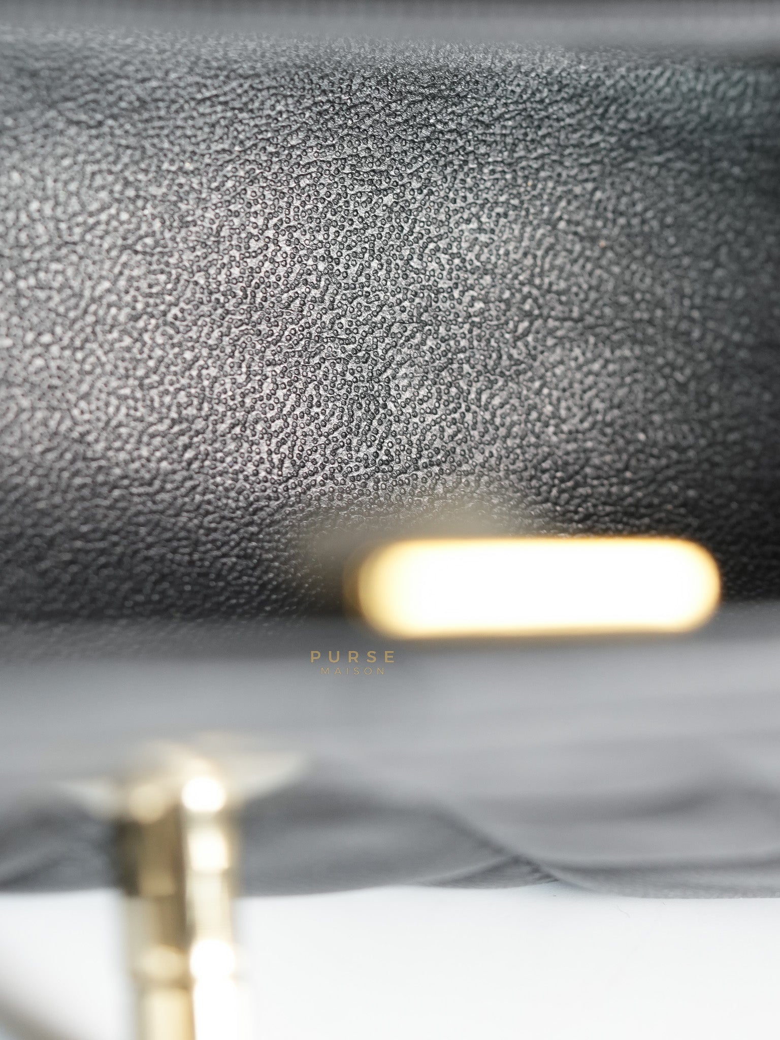 Mini Rectangle Black Lambskin Leather and Light Gold Hardware (Microchip) | Purse Maison Luxury Bags Shop