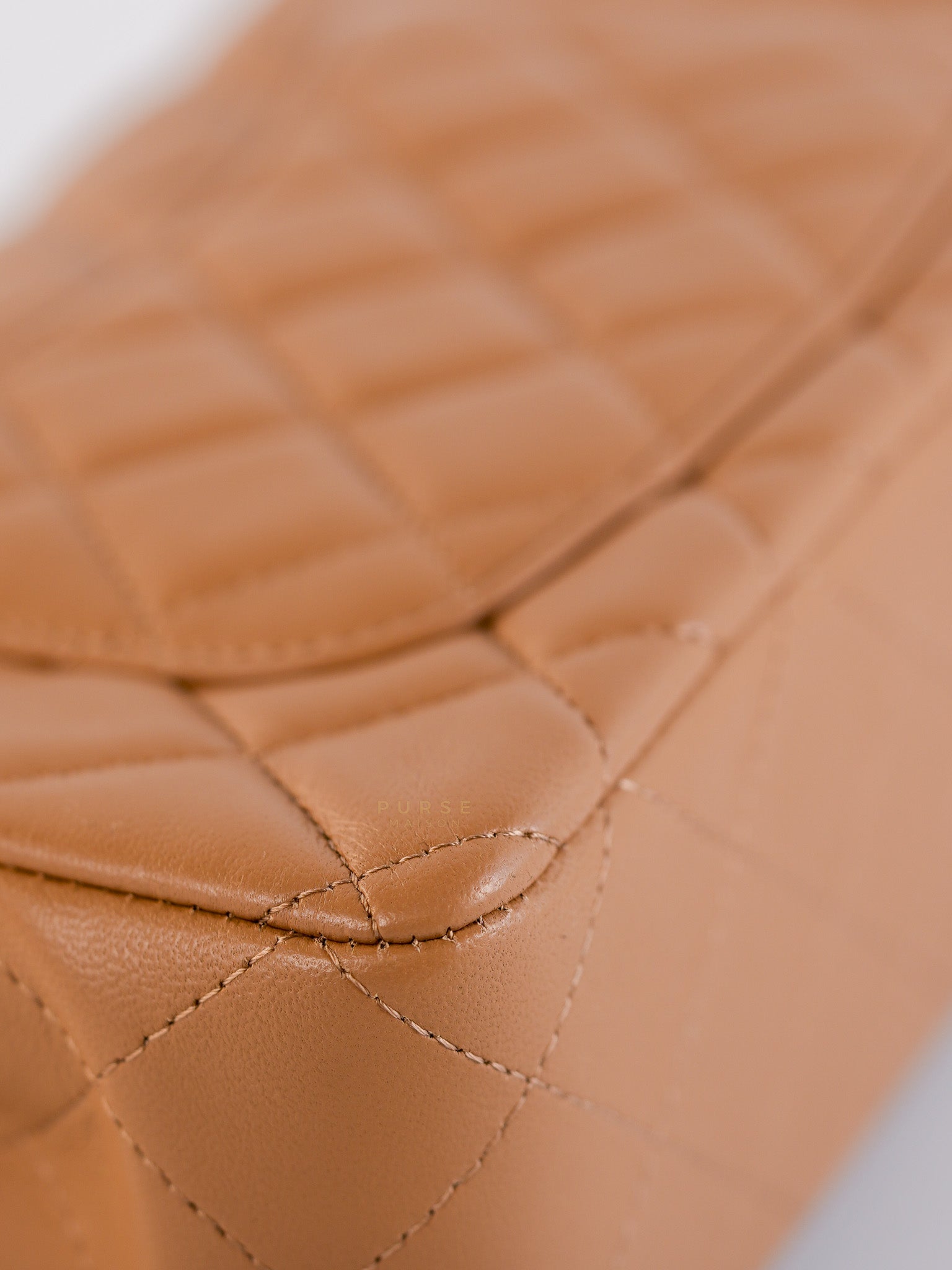 Mini Rectangle Caramel in Lambskin Leather and Silver Hardware(Microchip) | Purse Maison Luxury Bags Shop