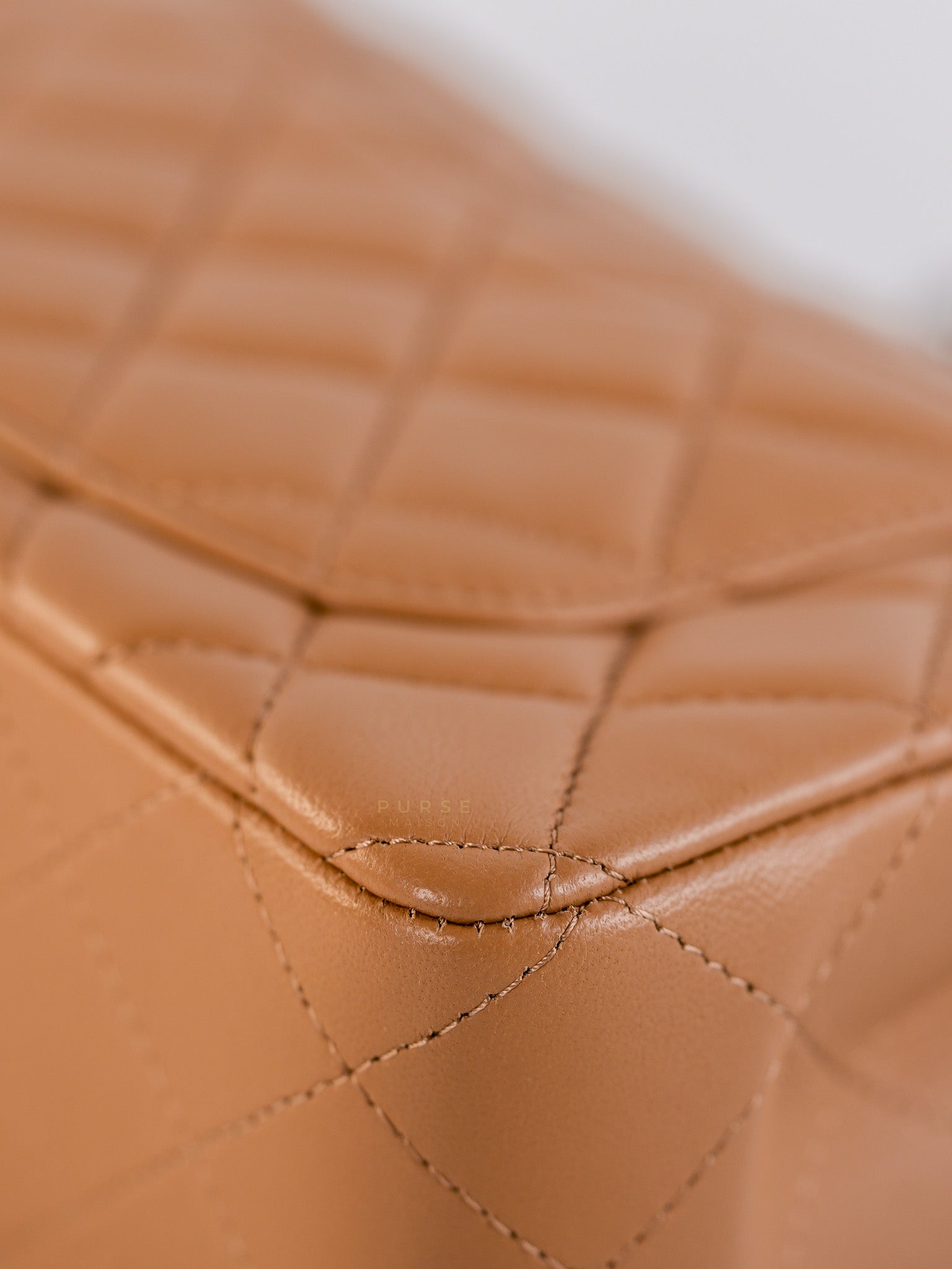 Mini Rectangle Caramel in Lambskin Leather and Silver Hardware(Microchip) | Purse Maison Luxury Bags Shop