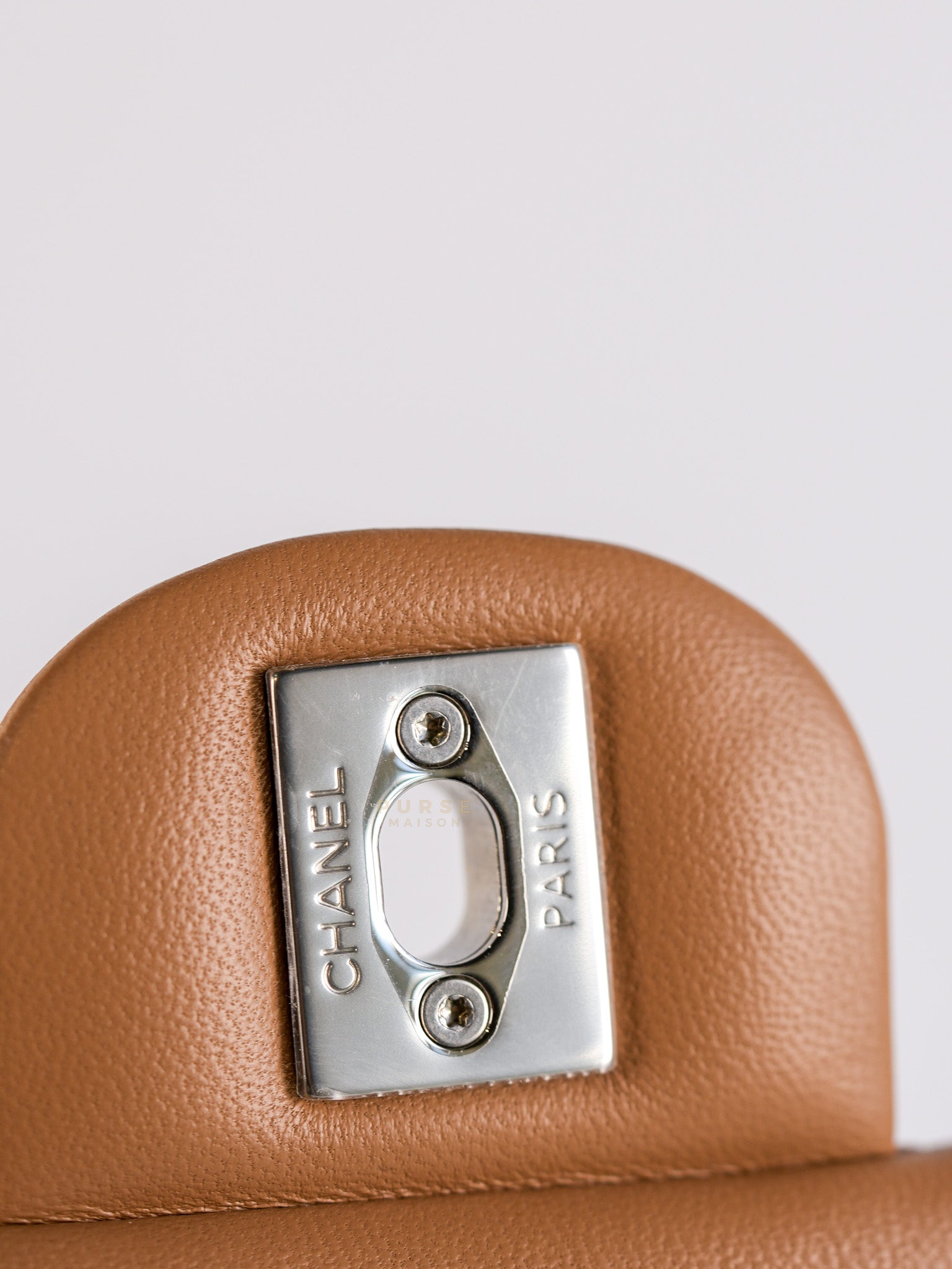 Mini Rectangle Caramel in Lambskin Leather and Silver Hardware(Microchip) | Purse Maison Luxury Bags Shop