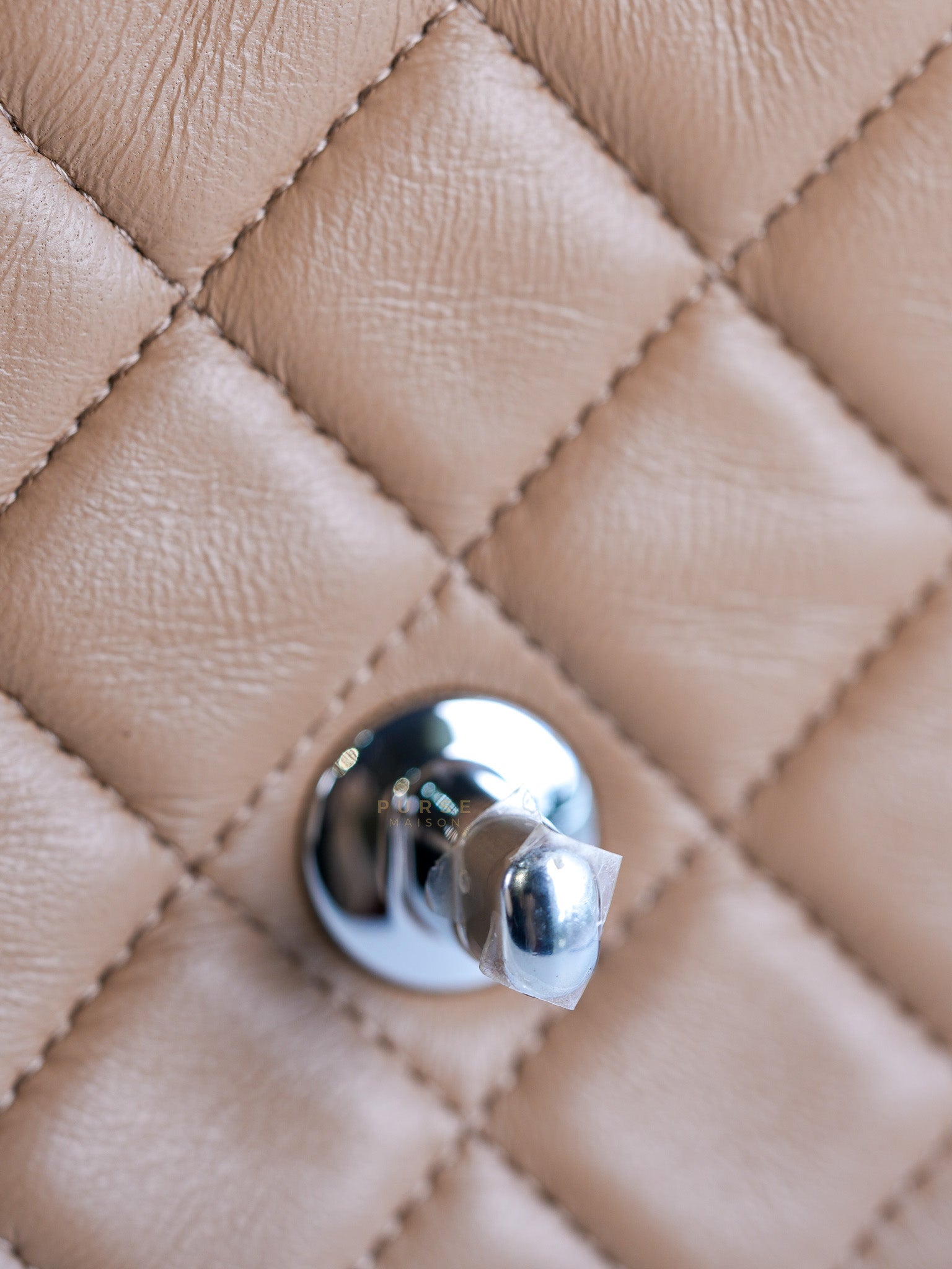 Mini Rectangle Caramel in Lambskin Leather and Silver Hardware(Microchip) | Purse Maison Luxury Bags Shop