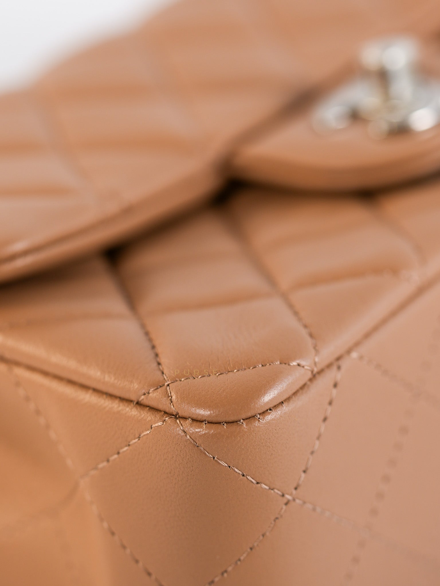 Mini Rectangle Caramel in Lambskin Leather and Silver Hardware(Microchip) | Purse Maison Luxury Bags Shop