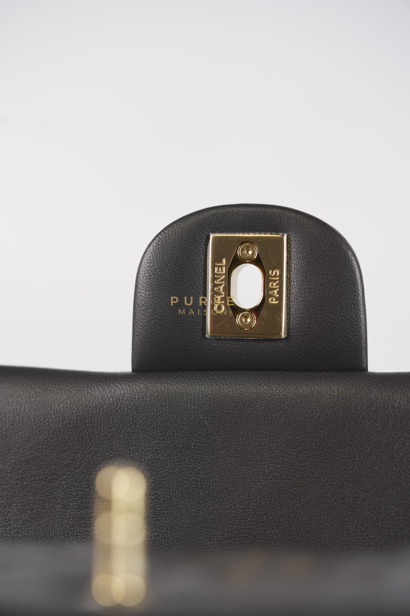 Mini Rectangle Dark Gray Lambskin Leather and Light Gold Hardware (Microchip) | Purse Maison Luxury Bags Shop