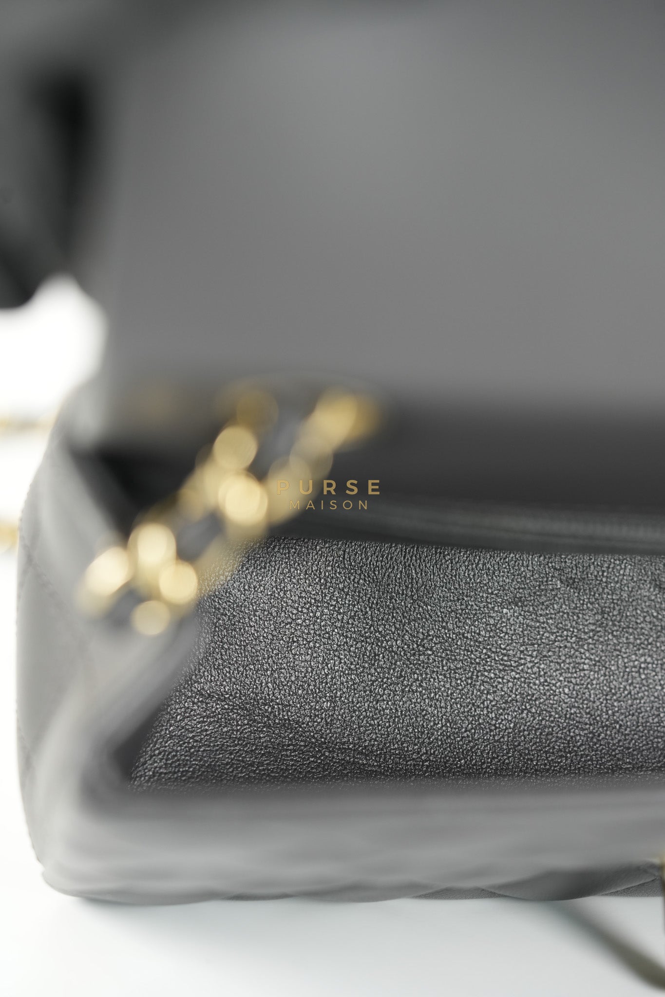 Mini Rectangle Dark Gray Lambskin Leather and Light Gold Hardware (Microchip) | Purse Maison Luxury Bags Shop