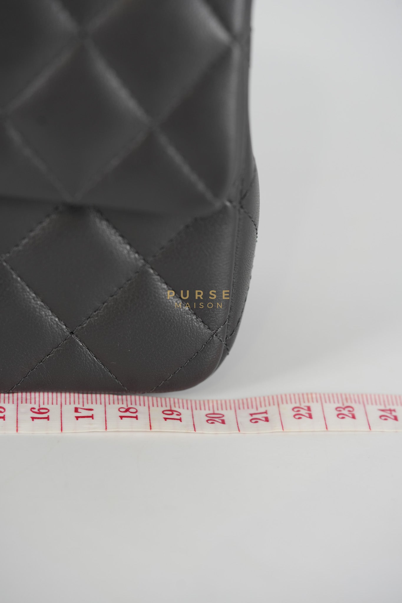 Mini Rectangle Dark Gray Lambskin Leather and Light Gold Hardware (Microchip) | Purse Maison Luxury Bags Shop