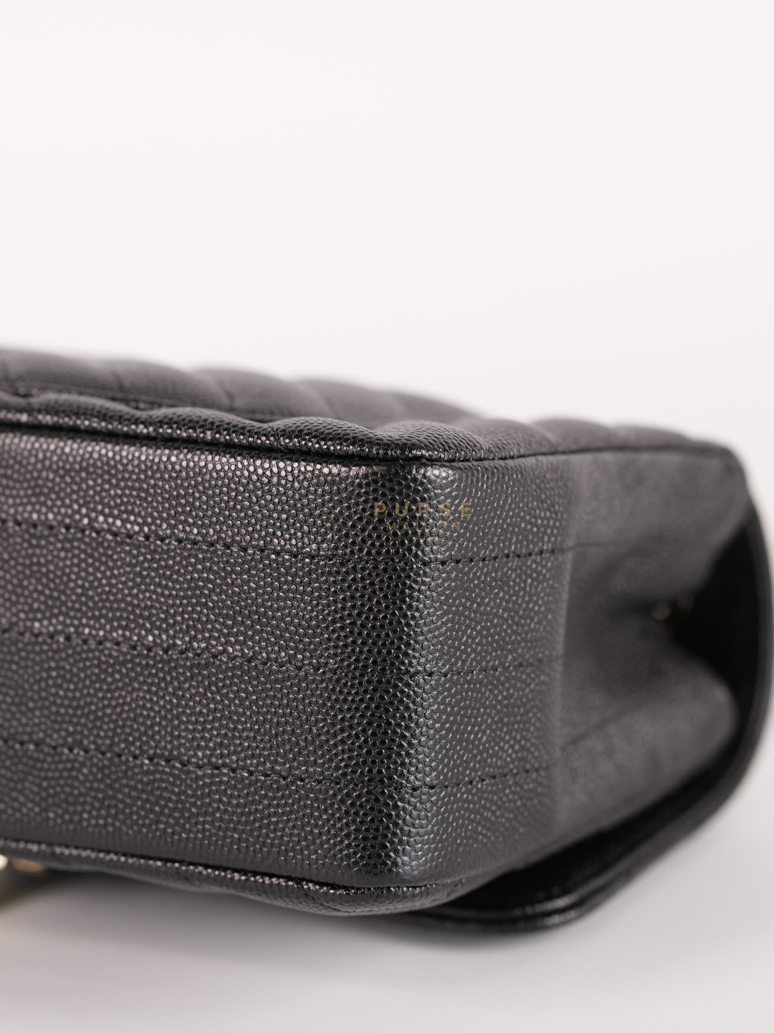 Mini Rectangle in Black Chevron Caviar Leather Light Gold (Series 26) | Purse Maison Luxury Bags Shop