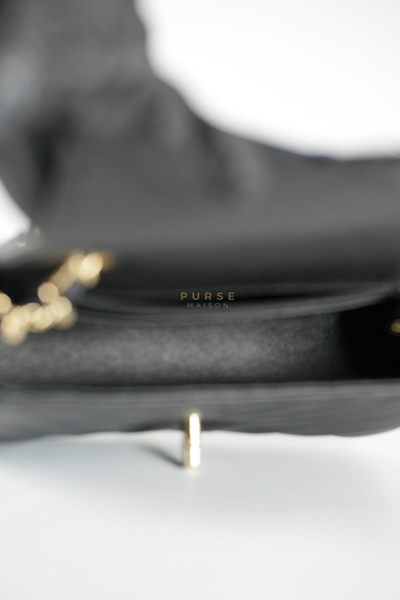 Mini Rectangle in Black Chevron Caviar Leather Light Gold (Series 26) | Purse Maison Luxury Bags Shop