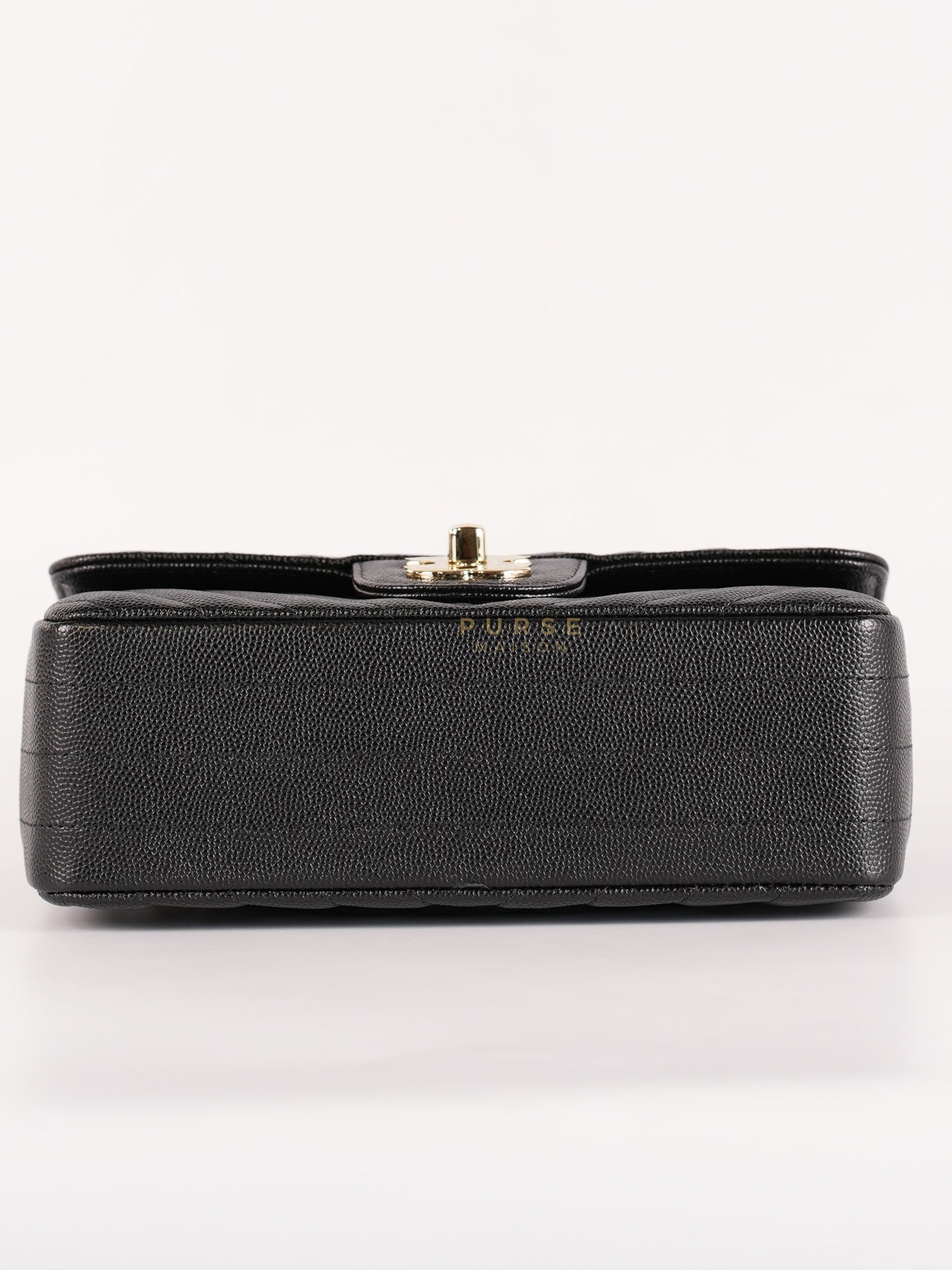 Mini Rectangle in Black Chevron Caviar Leather Light Gold (Series 26) | Purse Maison Luxury Bags Shop