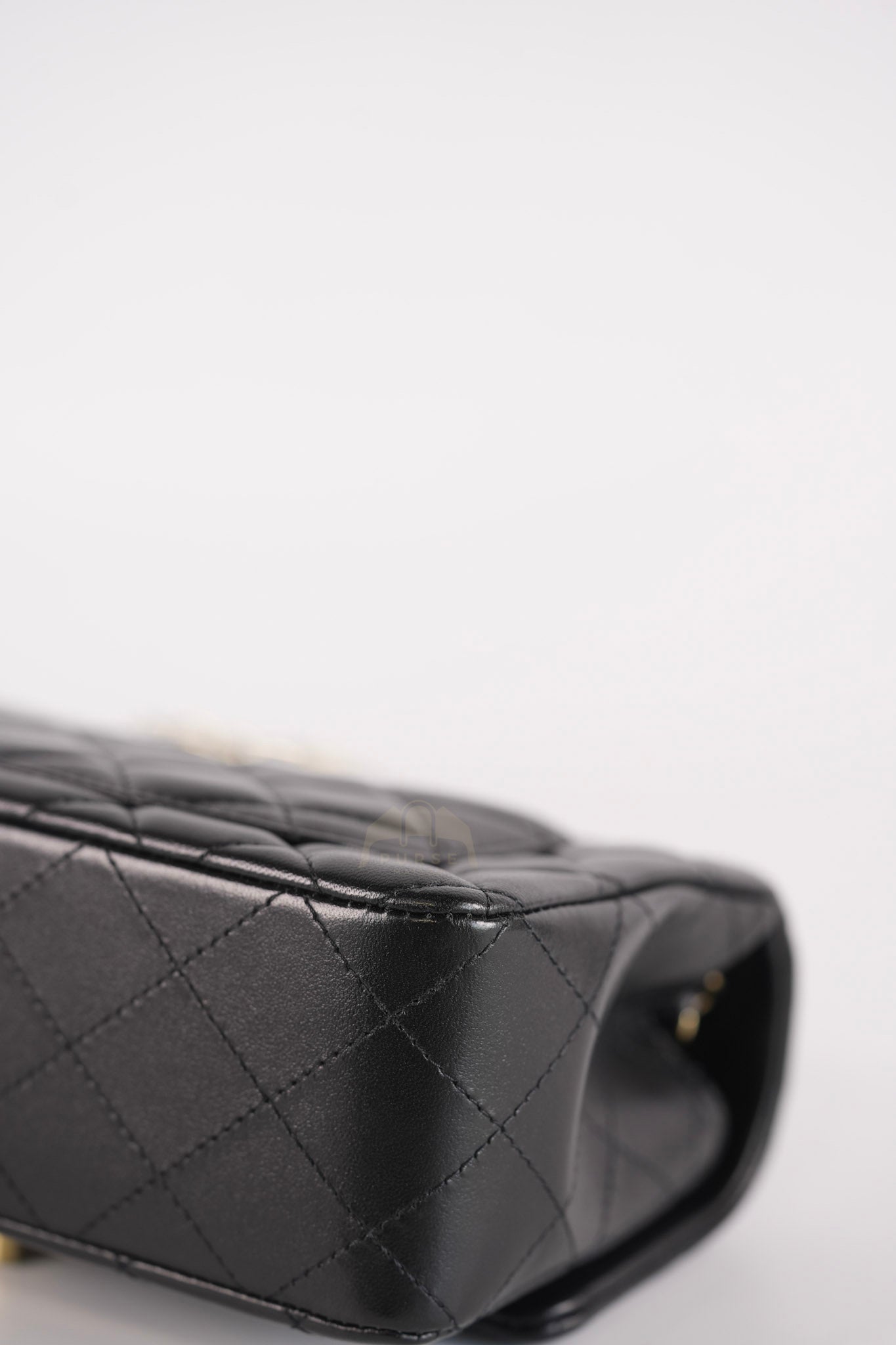 Mini Rectangle in Black Lambskin Leather and Light Gold Hardware (Microchip) | Purse Maison Luxury Bags Shop