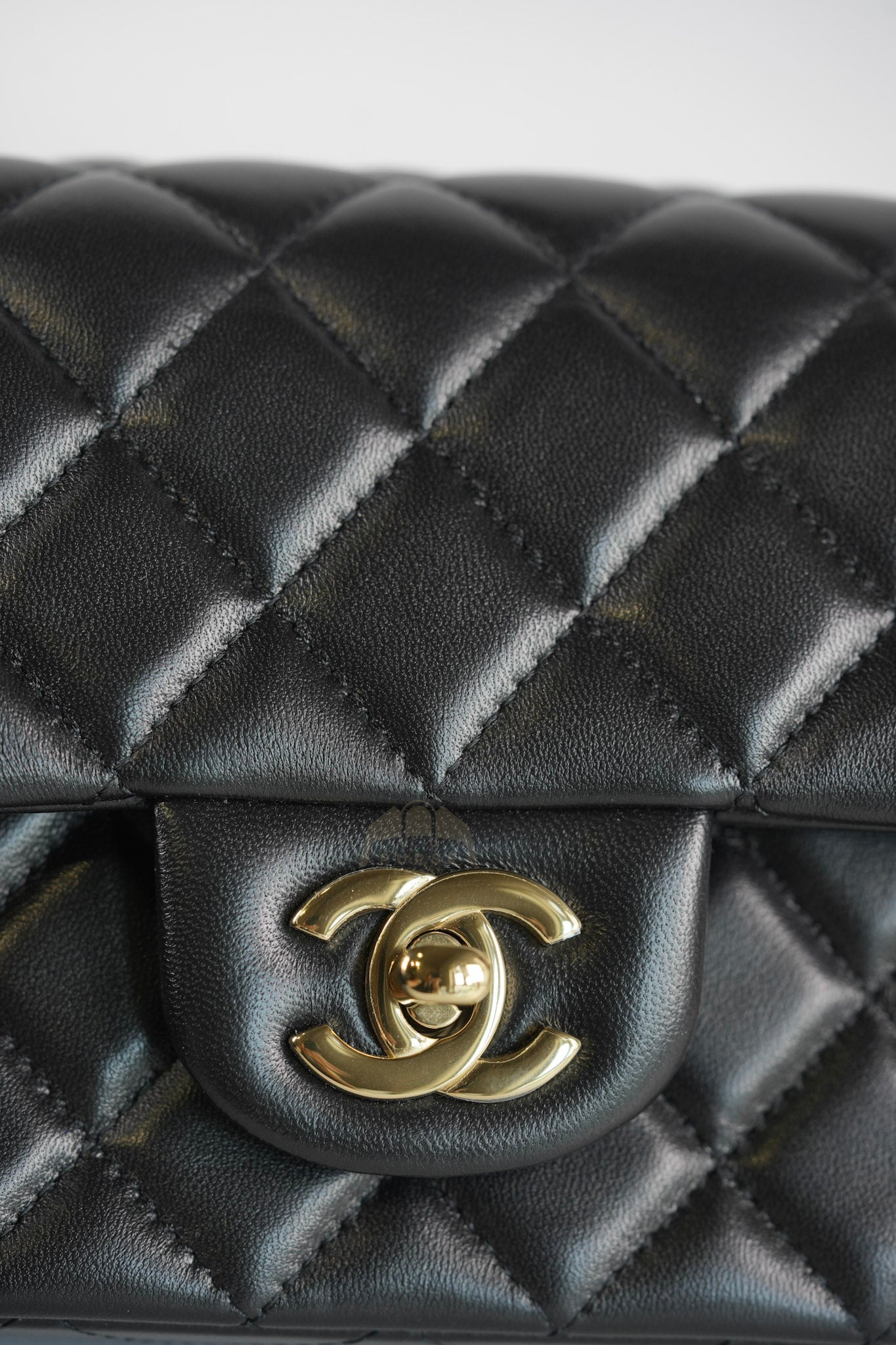 Mini Rectangle in Black Lambskin Leather and Light Gold Hardware (Microchip) | Purse Maison Luxury Bags Shop