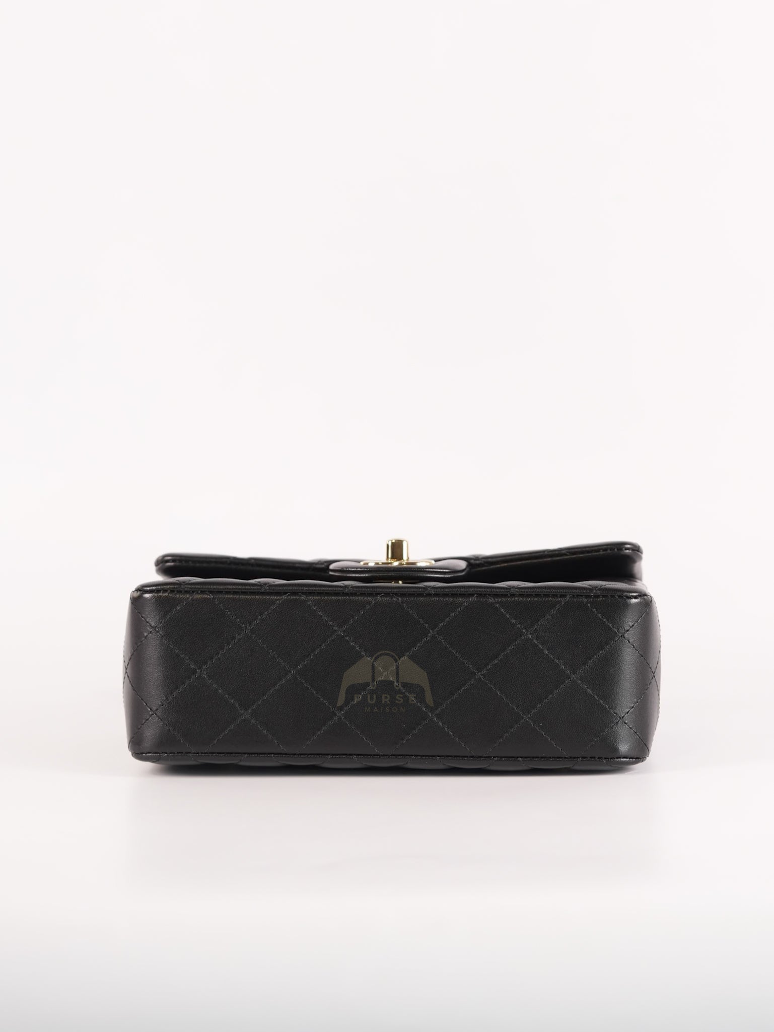 Mini Rectangle in Black Lambskin Leather and Light Gold Hardware (Microchip) | Purse Maison Luxury Bags Shop