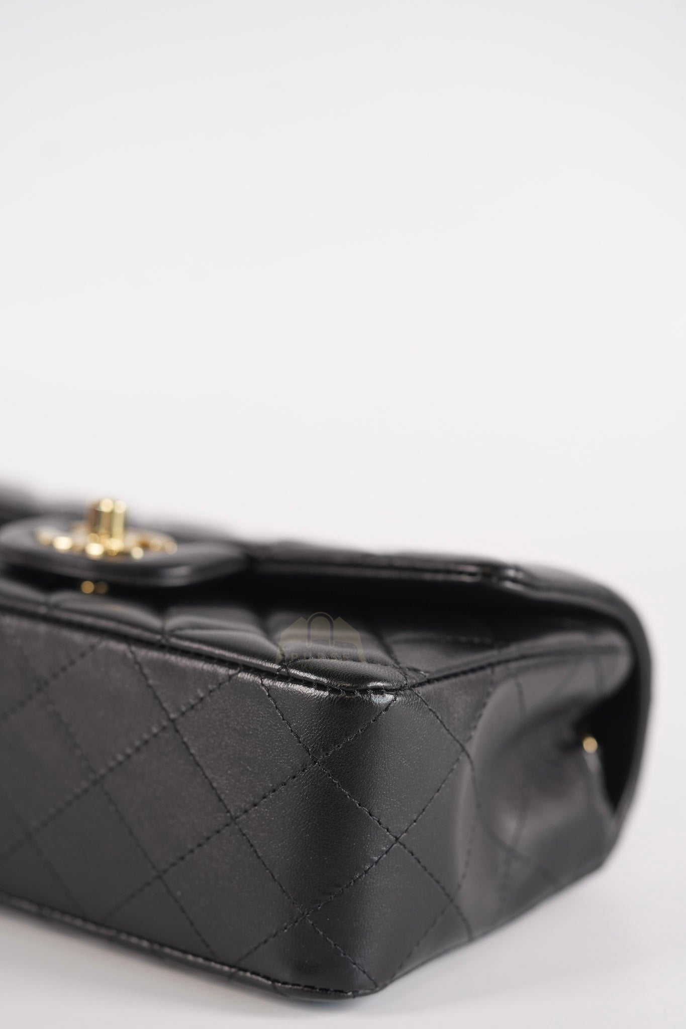 Mini Rectangle in Black Lambskin Leather and Light Gold Hardware (Microchip) | Purse Maison Luxury Bags Shop
