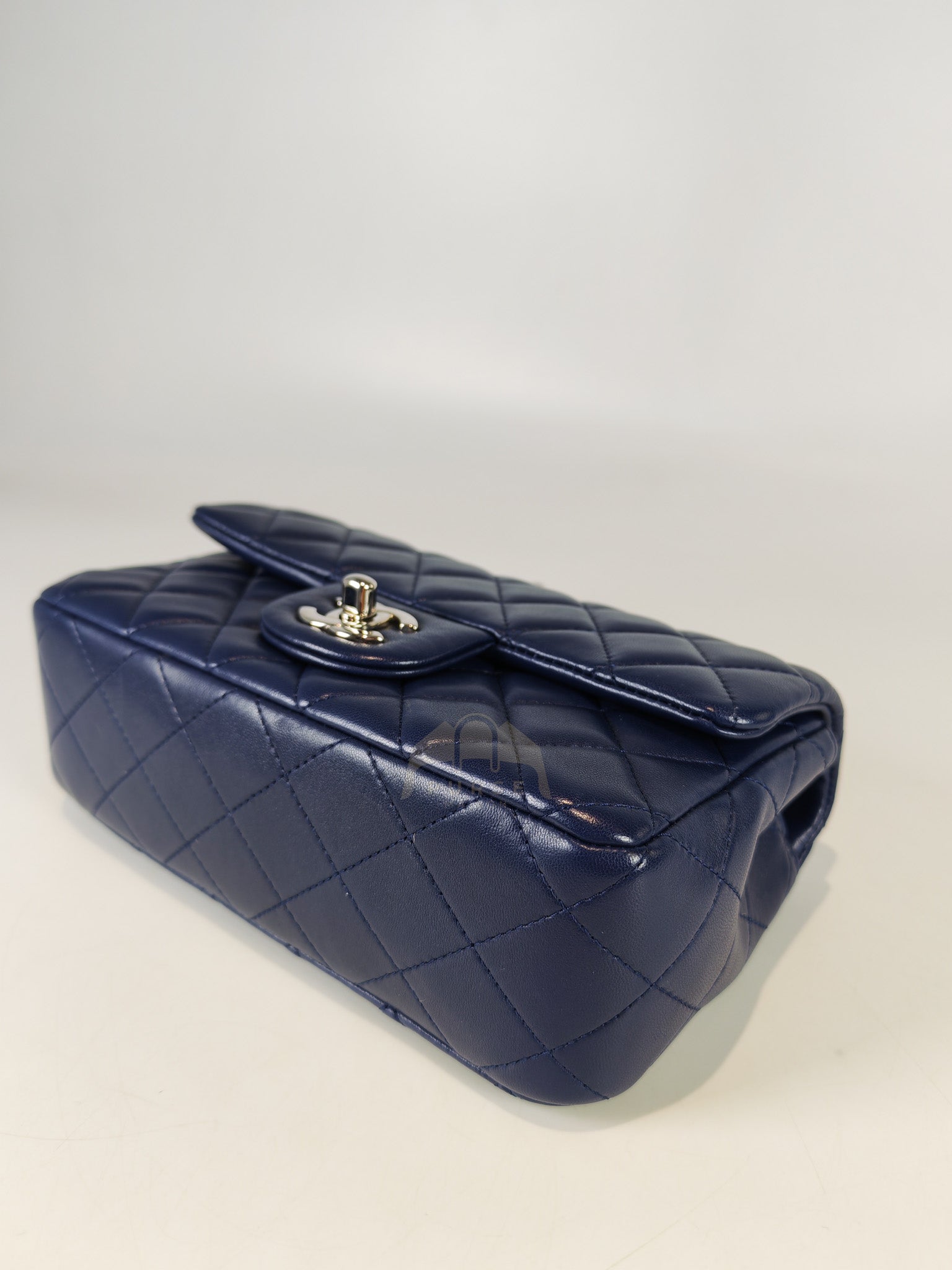 Mini Rectangle in Blue Lambskin Leather and Silver Hardware Series 28 | Purse Maison Luxury Bags Shop