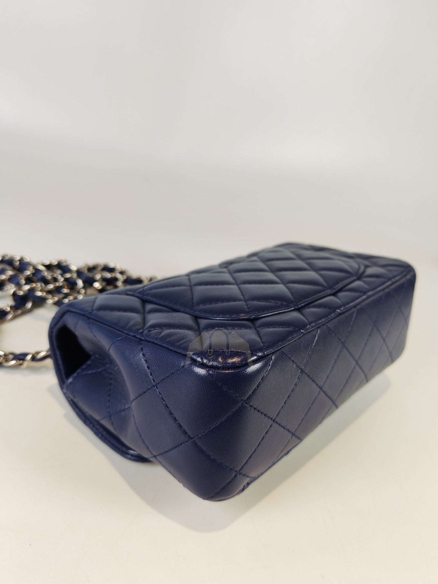 Mini Rectangle in Blue Lambskin Leather and Silver Hardware Series 28 | Purse Maison Luxury Bags Shop