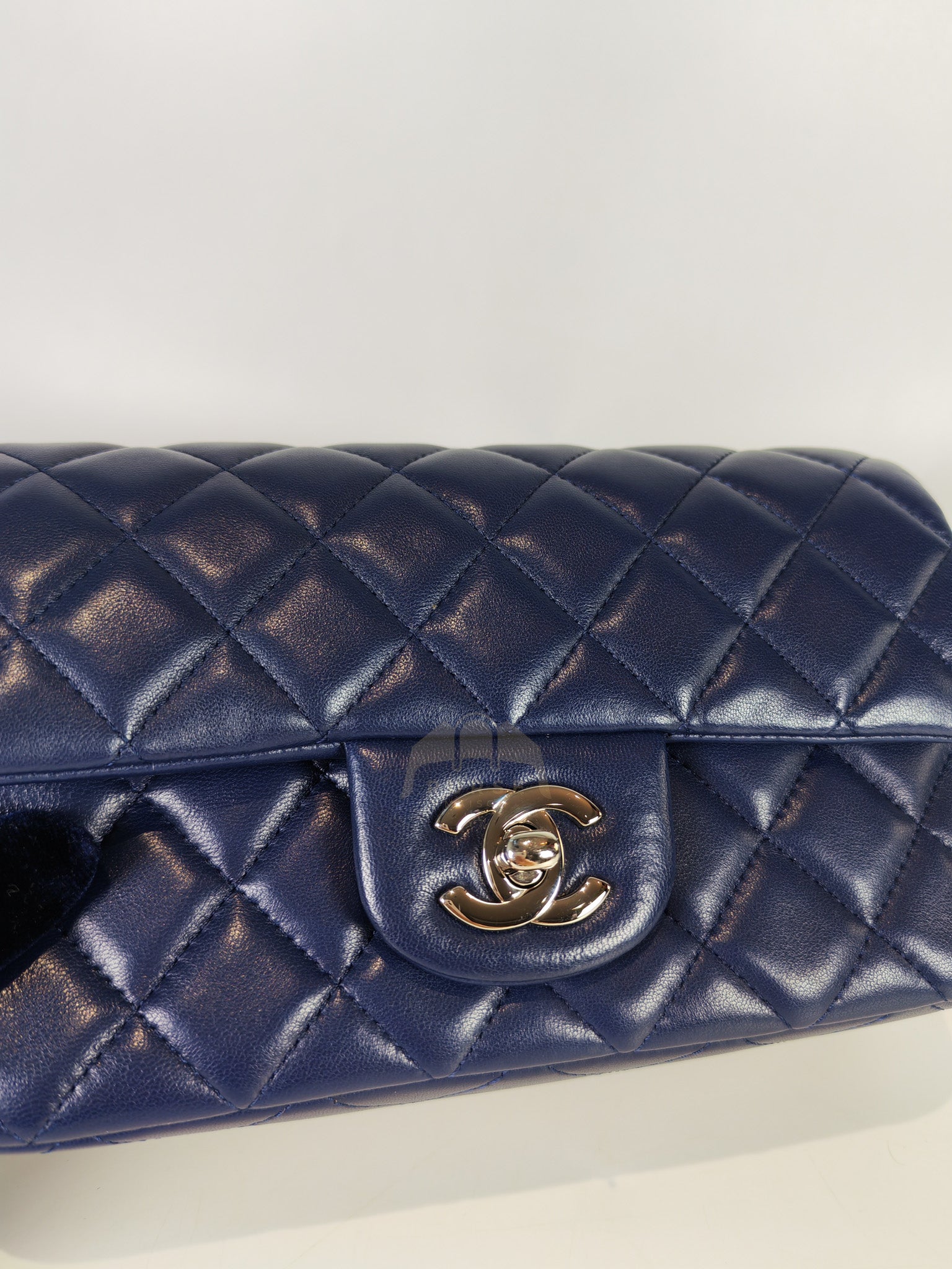 Mini Rectangle in Blue Lambskin Leather and Silver Hardware Series 28 | Purse Maison Luxury Bags Shop