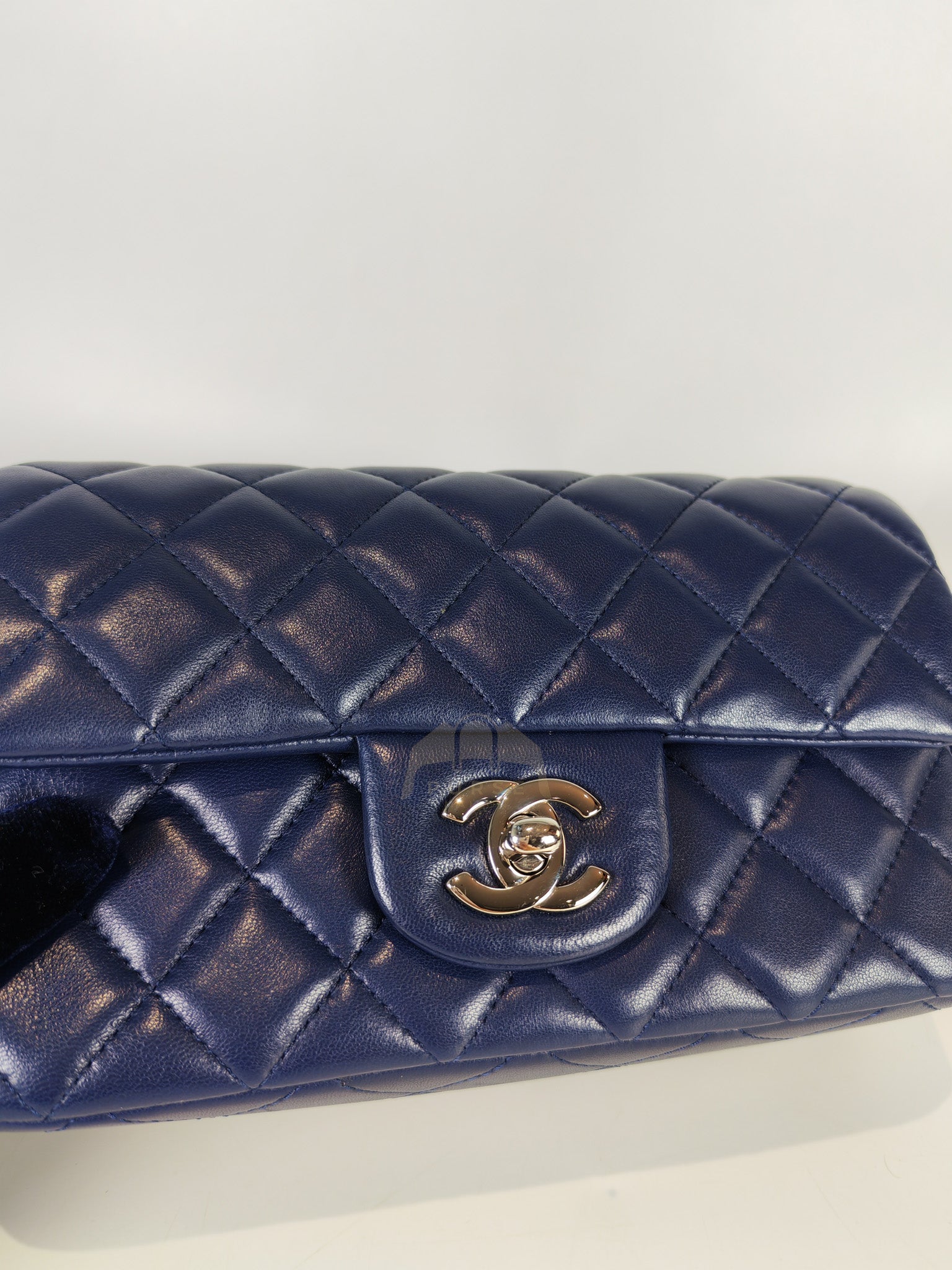 Mini Rectangle in Blue Lambskin Leather and Silver Hardware Series 28 | Purse Maison Luxury Bags Shop