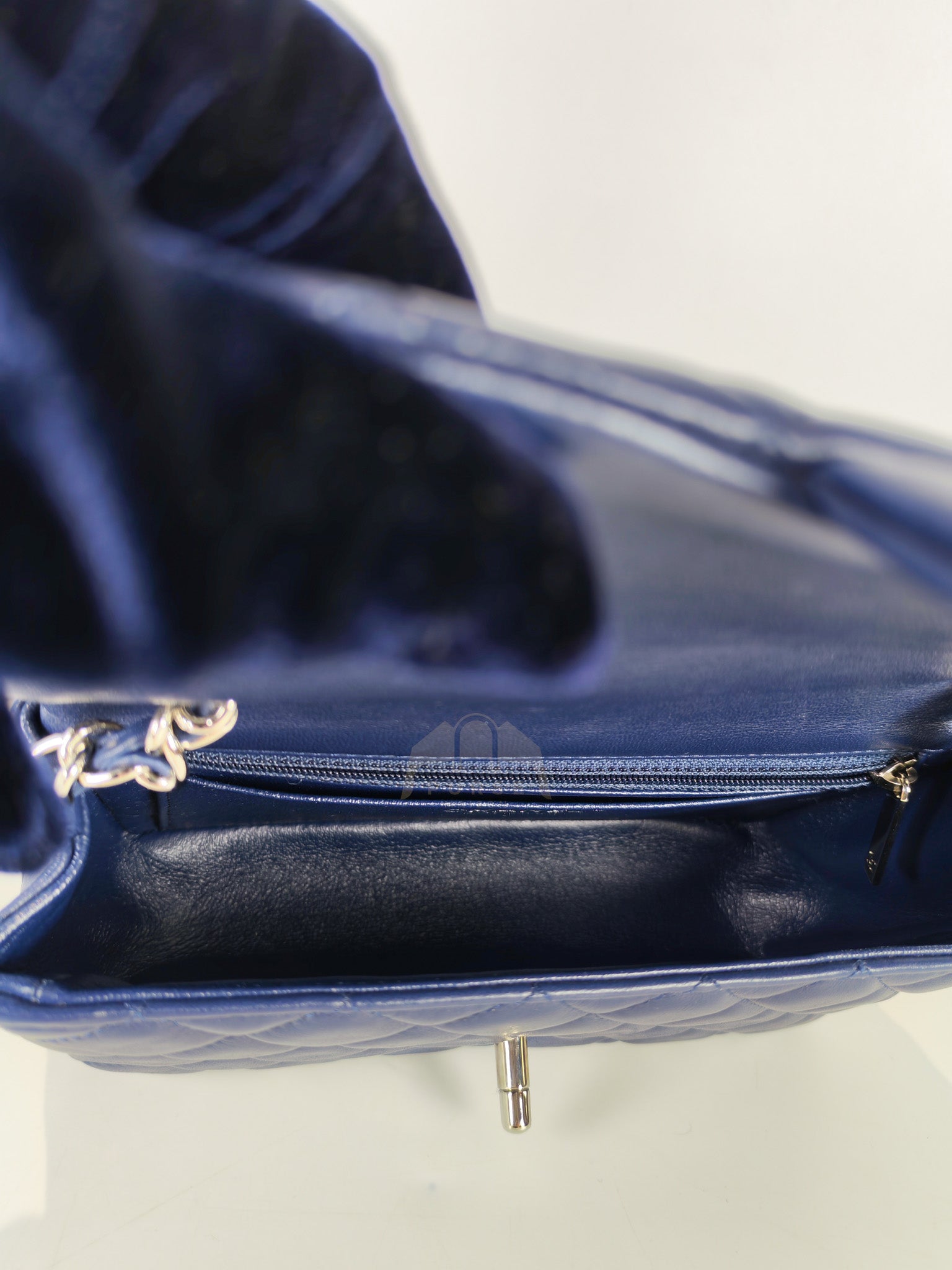 Mini Rectangle in Blue Lambskin Leather and Silver Hardware Series 28 | Purse Maison Luxury Bags Shop