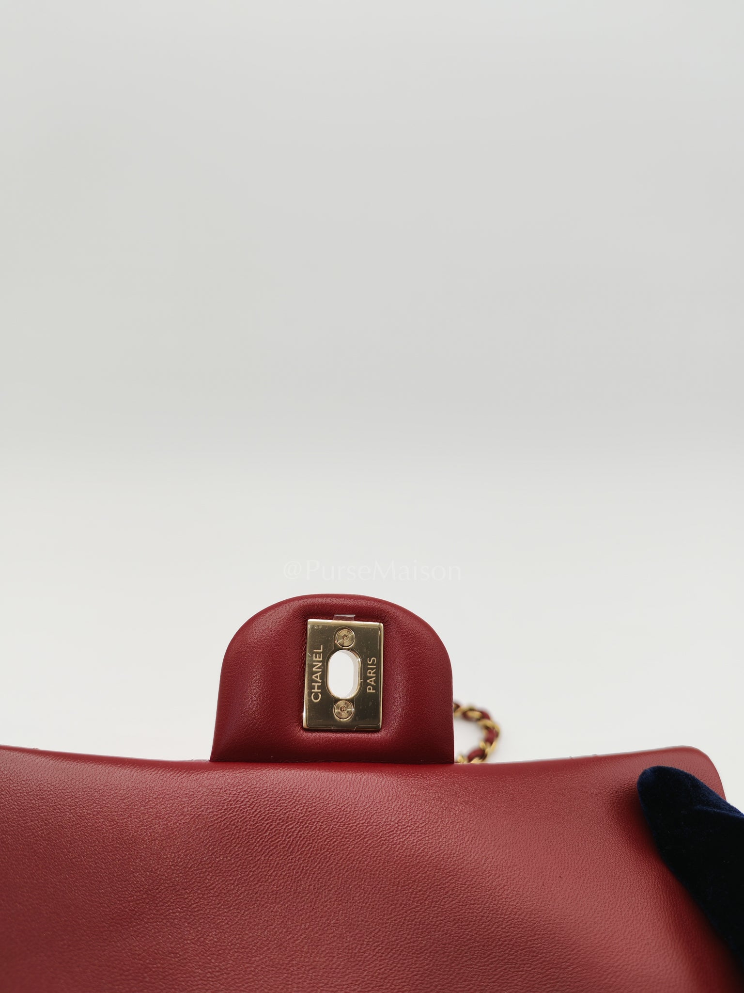 Mini Rectangle Top Handle in Burgundy Quilted Lambskin Leather and Light Gold Hardware (Microchip) | Purse Maison Luxury Bags Shop