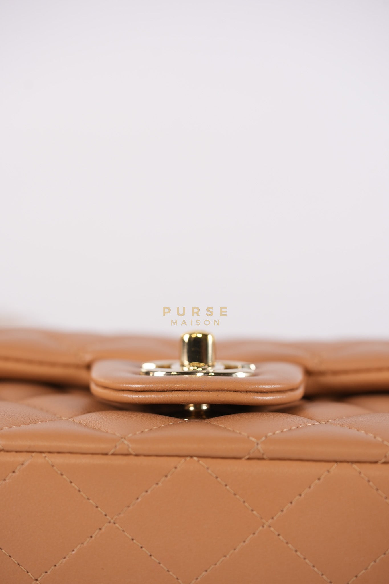 Mini Rectangle Top Handle in Caramel Lambskin Gold Hardware (Microchip) | Purse Maison Luxury Bags Shop