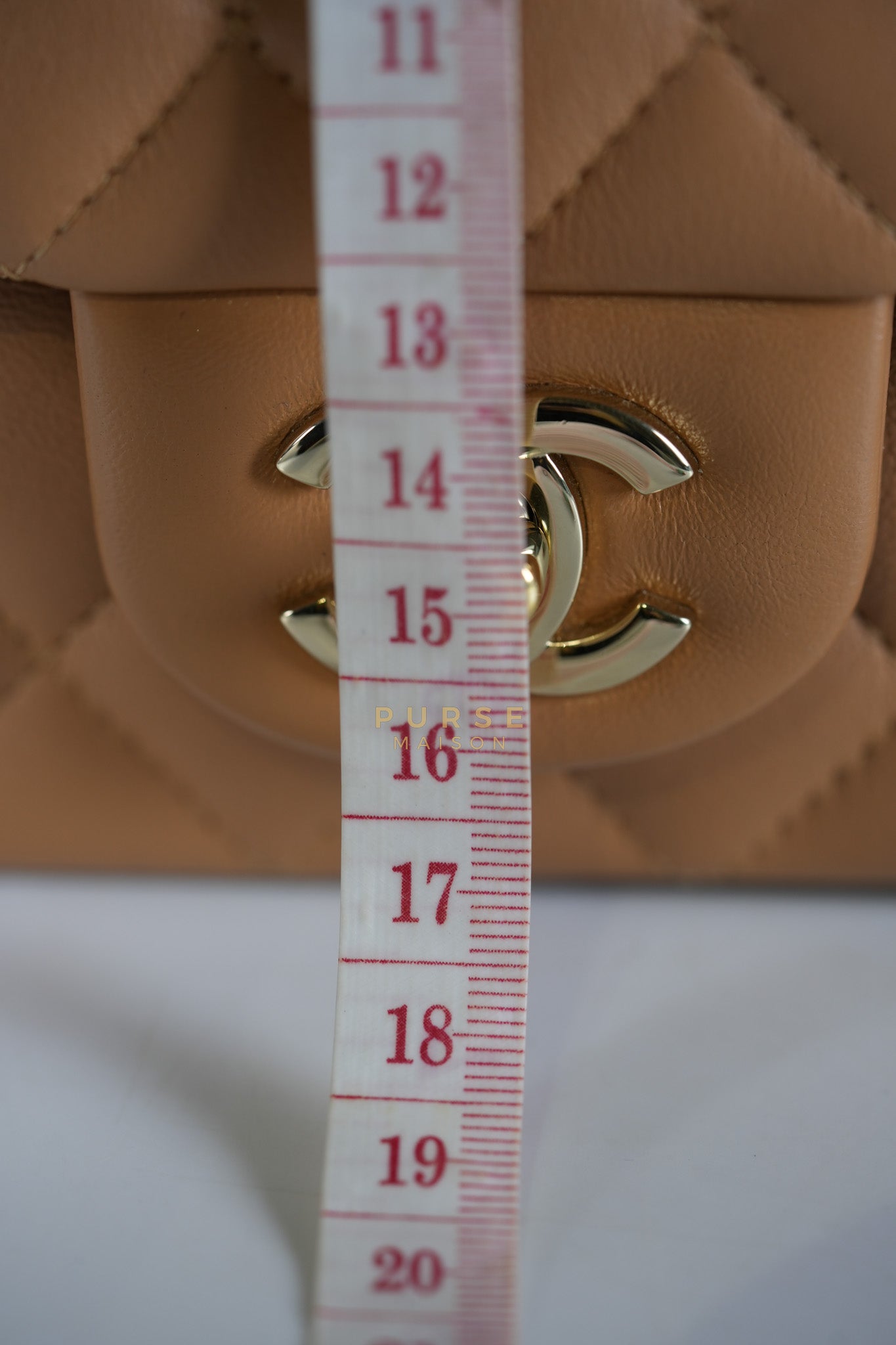 Mini Rectangle Top Handle in Caramel Lambskin Gold Hardware (Microchip) | Purse Maison Luxury Bags Shop