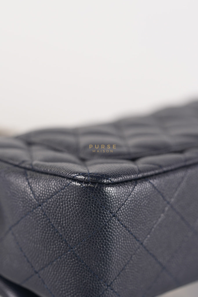 Mini Rectangular in Navy Blue Caviar Leather & Light Gold Hardware Series 26 | Purse Maison Luxury Bags Shop