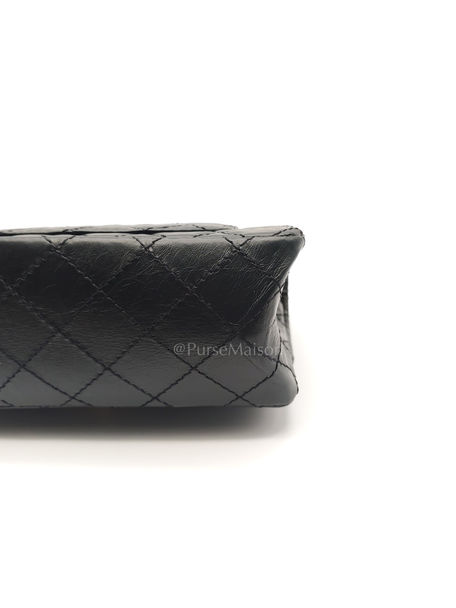 Mini Reissue 2.55 in Black Quilted Distressed Lambskin Leather and Aged Gold Hardware (Microchip) | Purse Maison Luxury Bags Shop