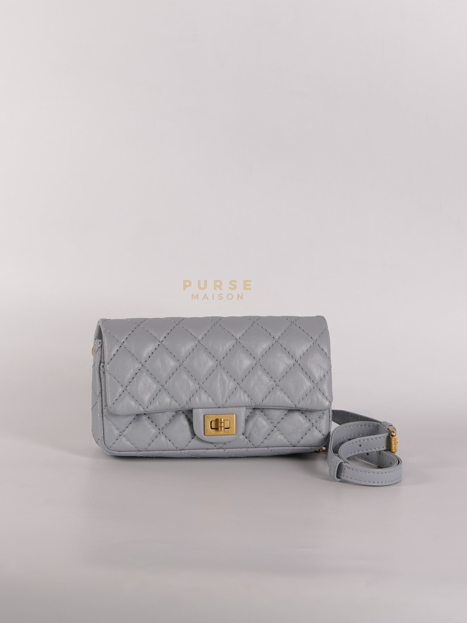 Mini Reissue Bum Bag in Distressed Calfskin Leather and Aged Gold Hardware Series 27 | Purse Maison Luxury Bags Shop