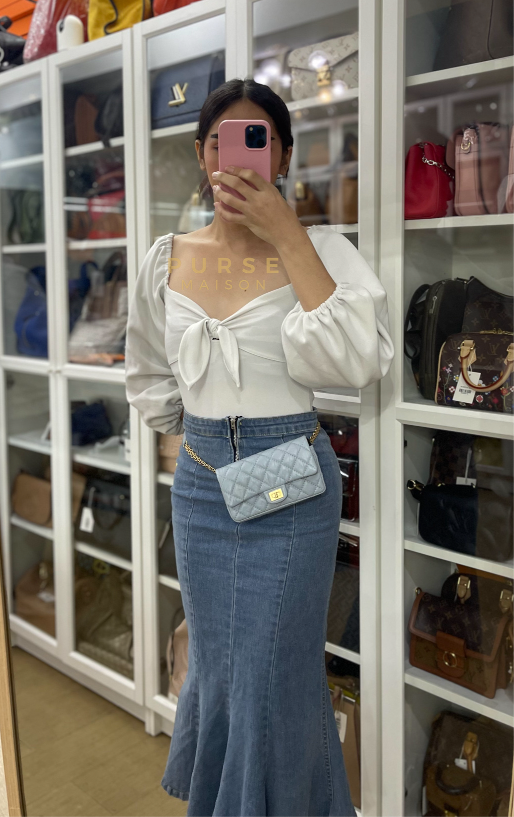 Mini Reissue Bum Bag in Distressed Calfskin Leather and Aged Gold Hardware Series 27 | Purse Maison Luxury Bags Shop