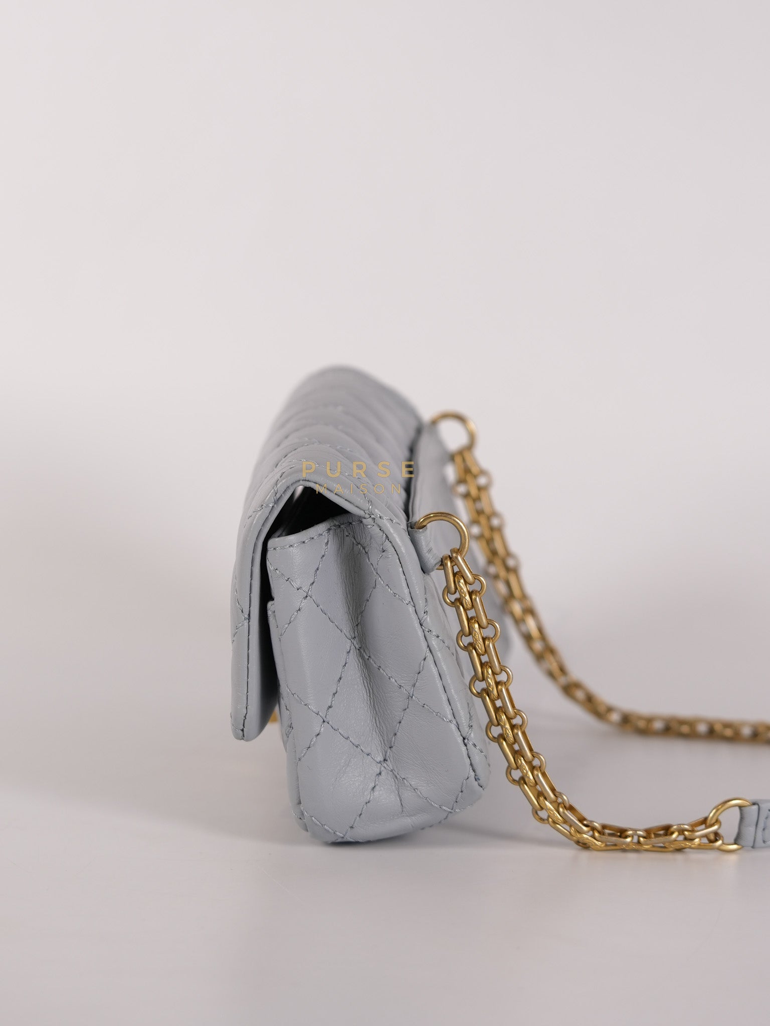 Mini Reissue Bum Bag in Distressed Calfskin Leather and Aged Gold Hardware Series 27 | Purse Maison Luxury Bags Shop