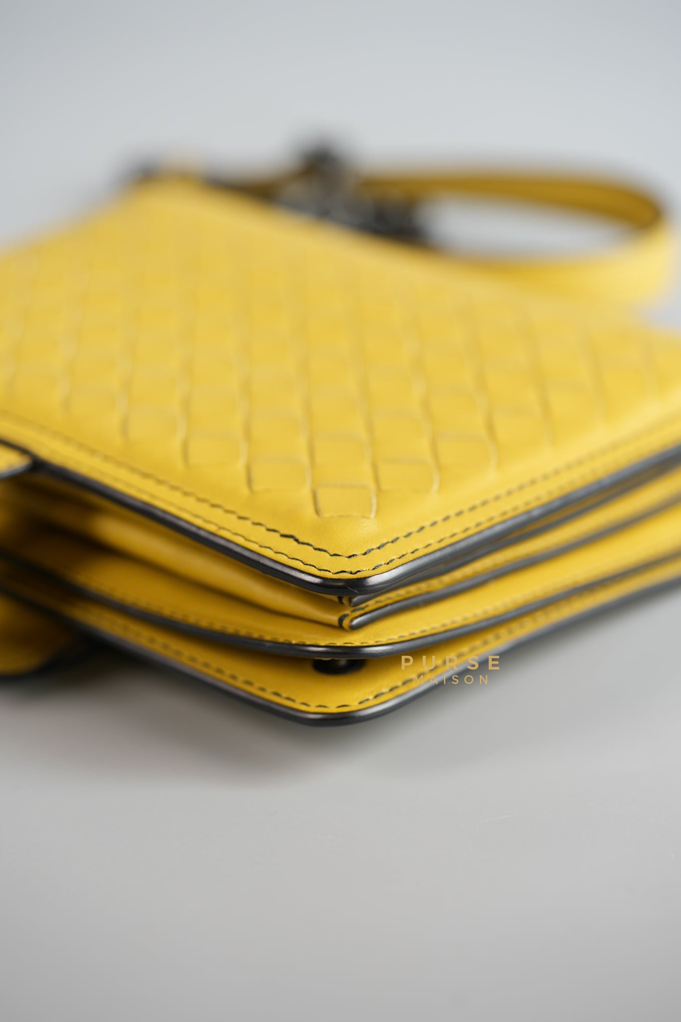 Mini Runway in Yellow Intrecciato Leather Shoulder Bag | Purse Maison Luxury Bags Shop