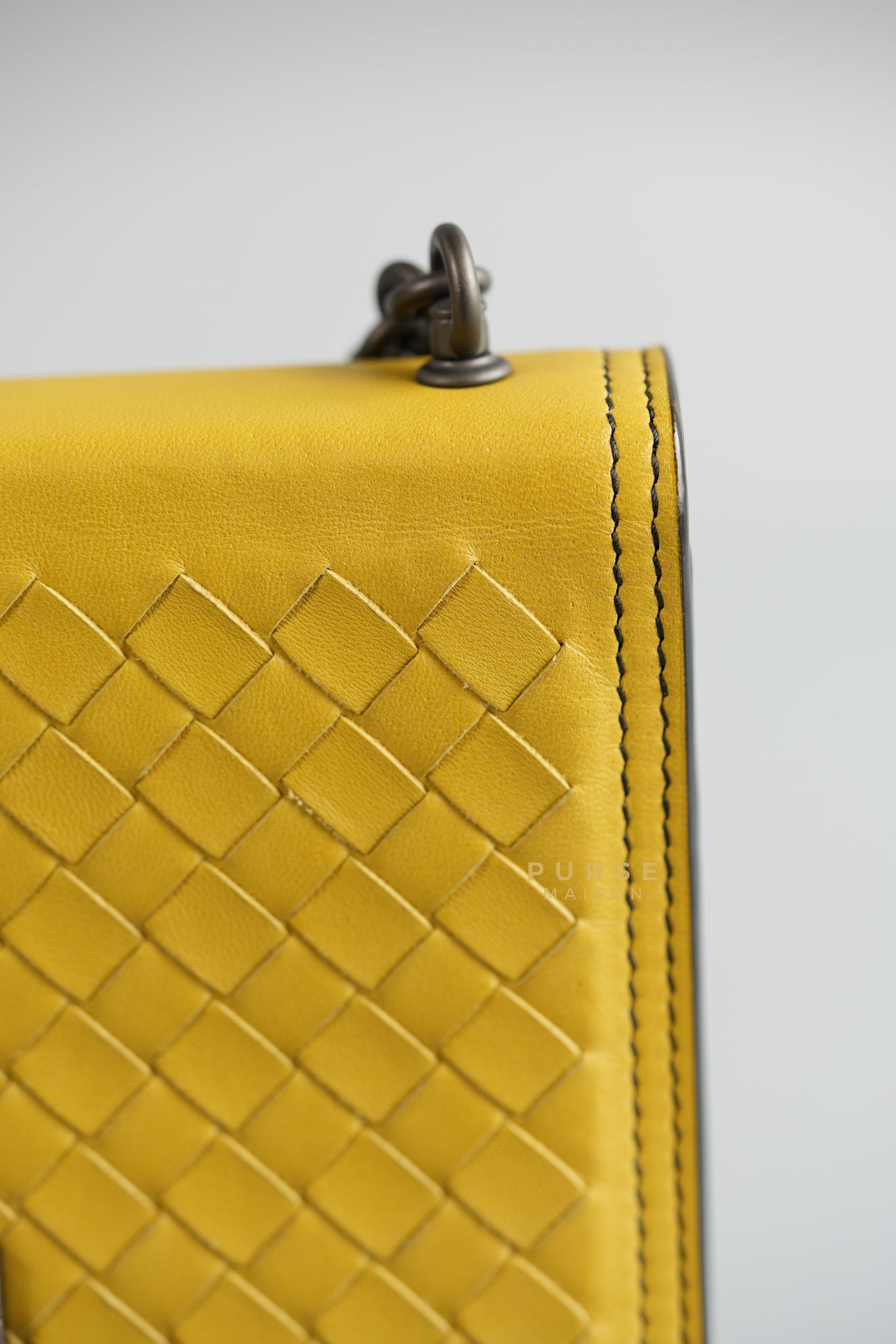 Mini Runway in Yellow Intrecciato Leather Shoulder Bag | Purse Maison Luxury Bags Shop