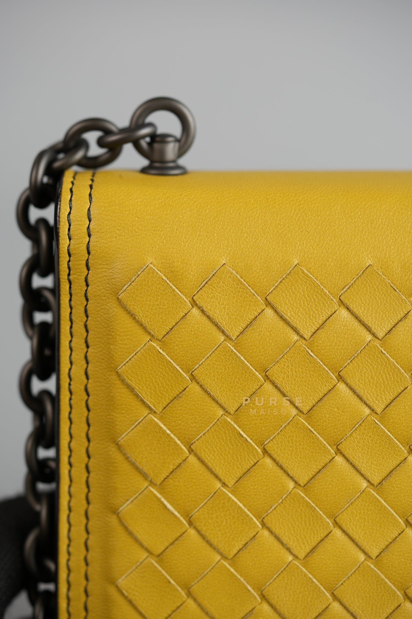 Mini Runway in Yellow Intrecciato Leather Shoulder Bag | Purse Maison Luxury Bags Shop