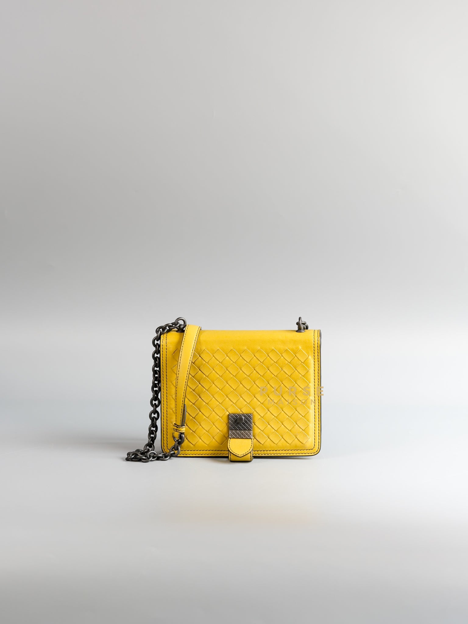 Mini Runway in Yellow Intrecciato Leather Shoulder Bag | Purse Maison Luxury Bags Shop