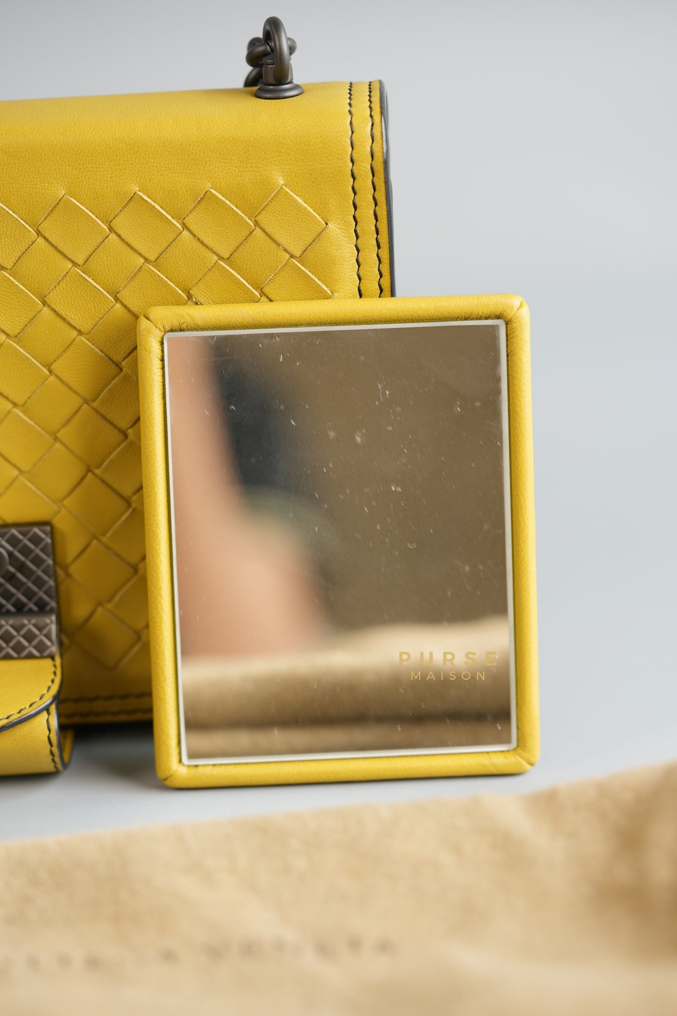 Mini Runway in Yellow Intrecciato Leather Shoulder Bag | Purse Maison Luxury Bags Shop