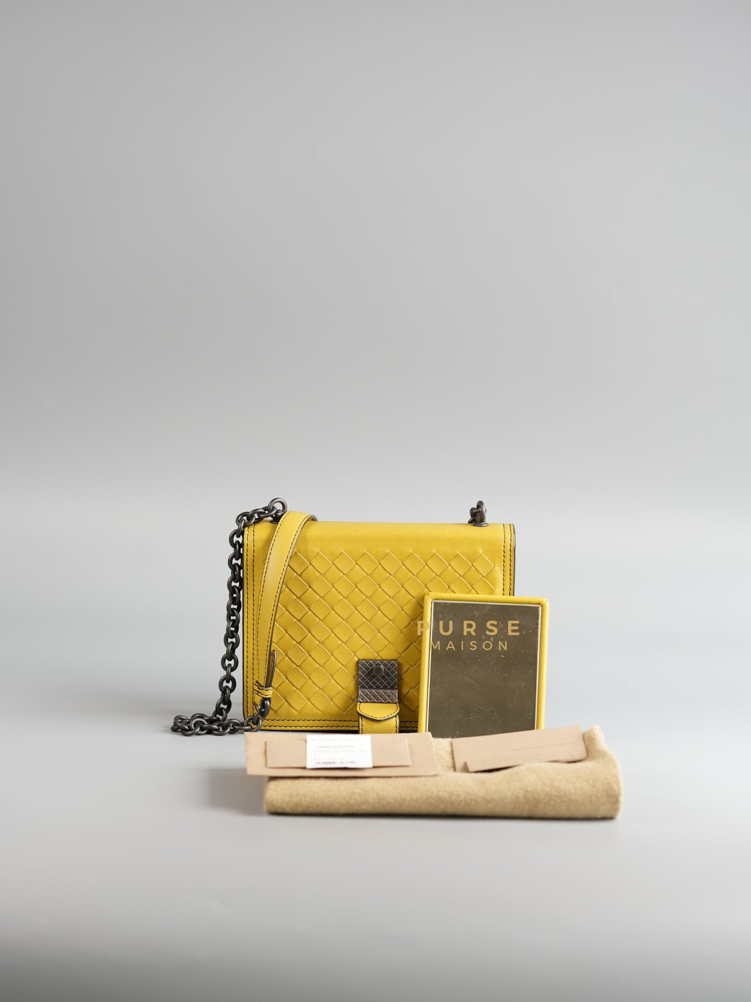 Mini Runway in Yellow Intrecciato Leather Shoulder Bag | Purse Maison Luxury Bags Shop