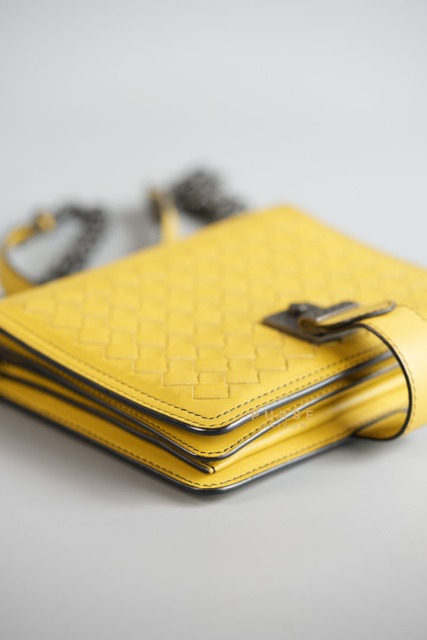 Mini Runway in Yellow Intrecciato Leather Shoulder Bag | Purse Maison Luxury Bags Shop