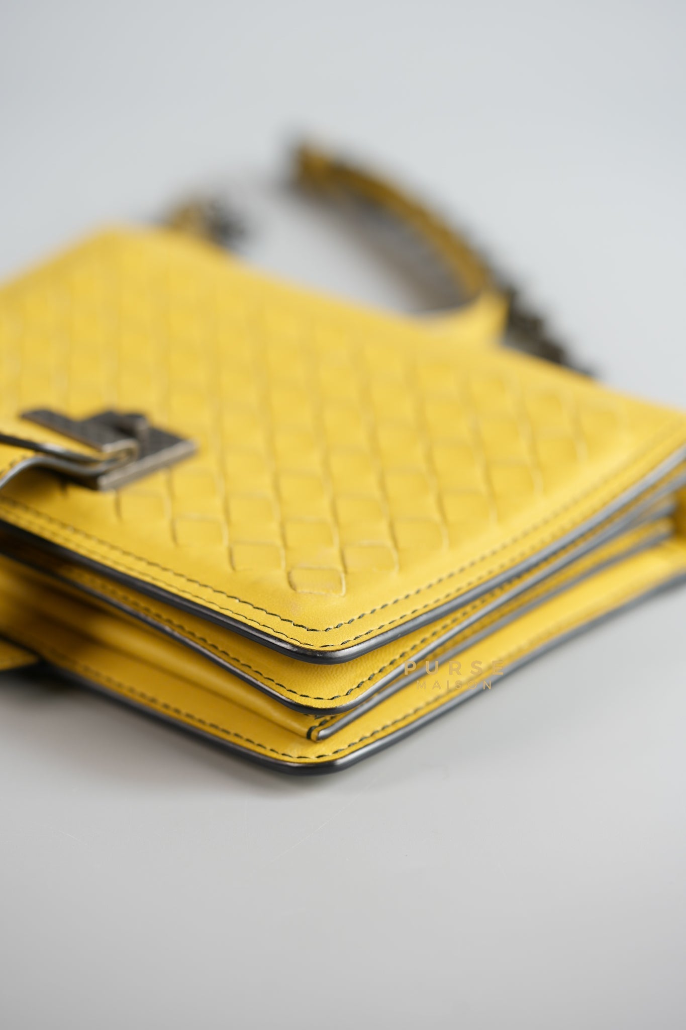 Mini Runway in Yellow Intrecciato Leather Shoulder Bag | Purse Maison Luxury Bags Shop