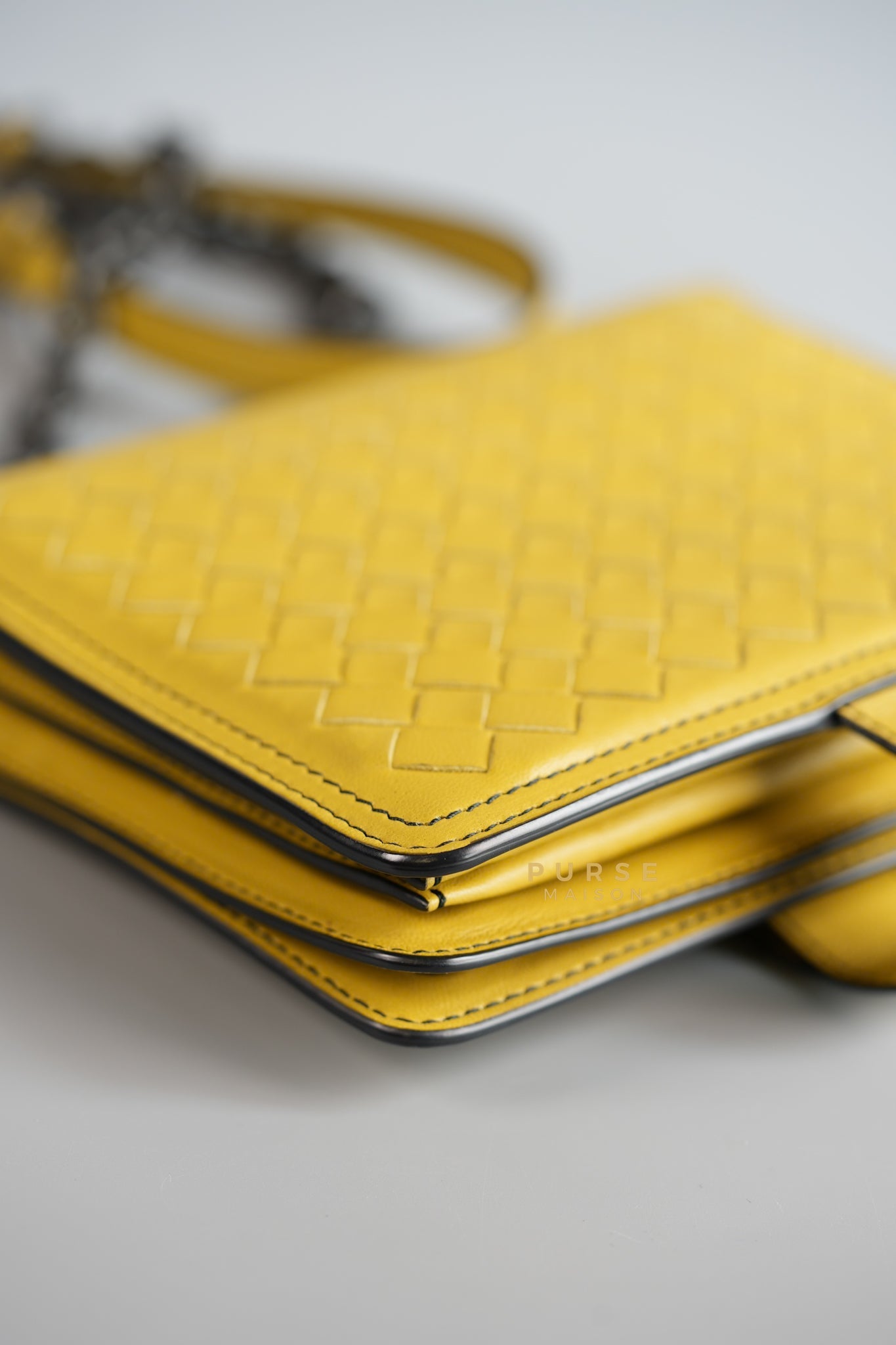 Mini Runway in Yellow Intrecciato Leather Shoulder Bag | Purse Maison Luxury Bags Shop