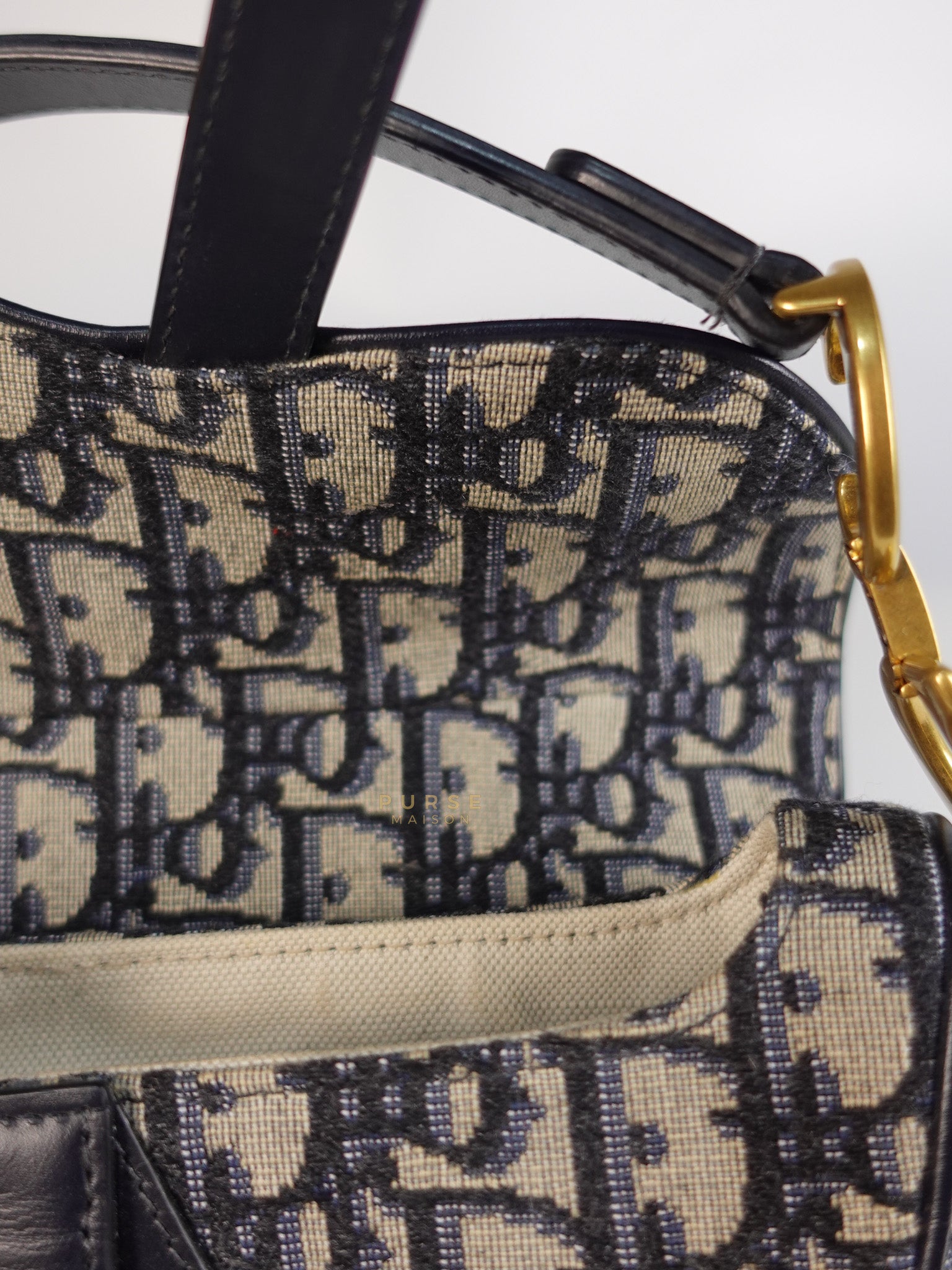 Mini Saddle Bag in Oblique Jacquard Canvas | Purse Maison Luxury Bags Shop