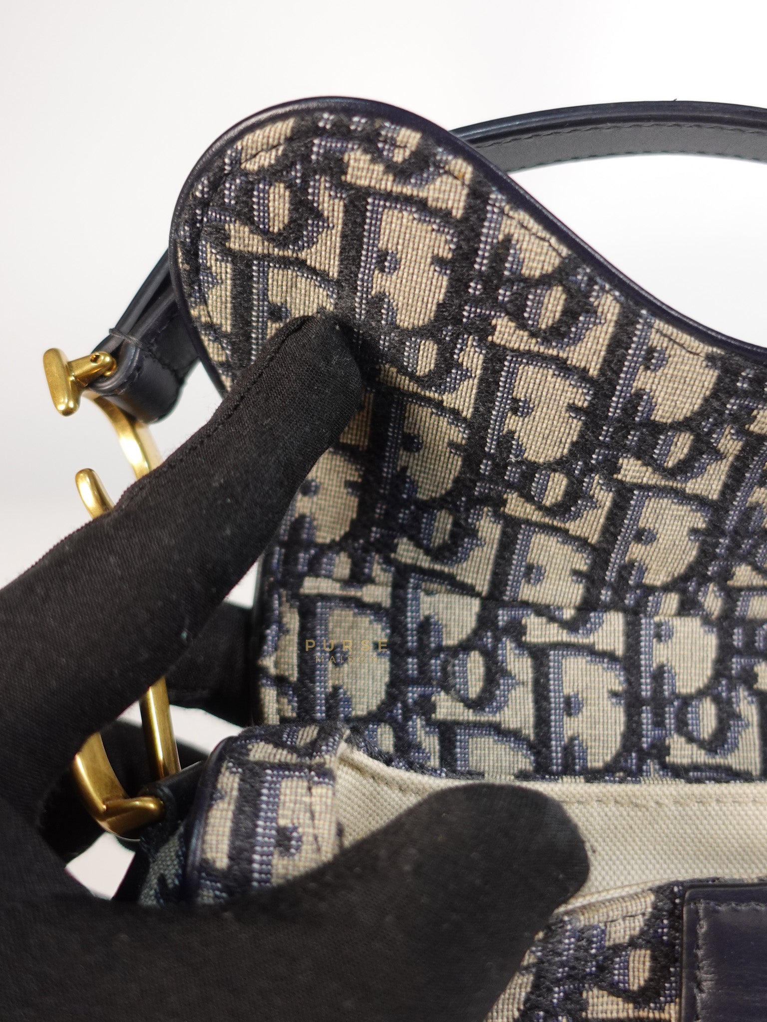 Mini Saddle Bag in Oblique Jacquard Canvas | Purse Maison Luxury Bags Shop