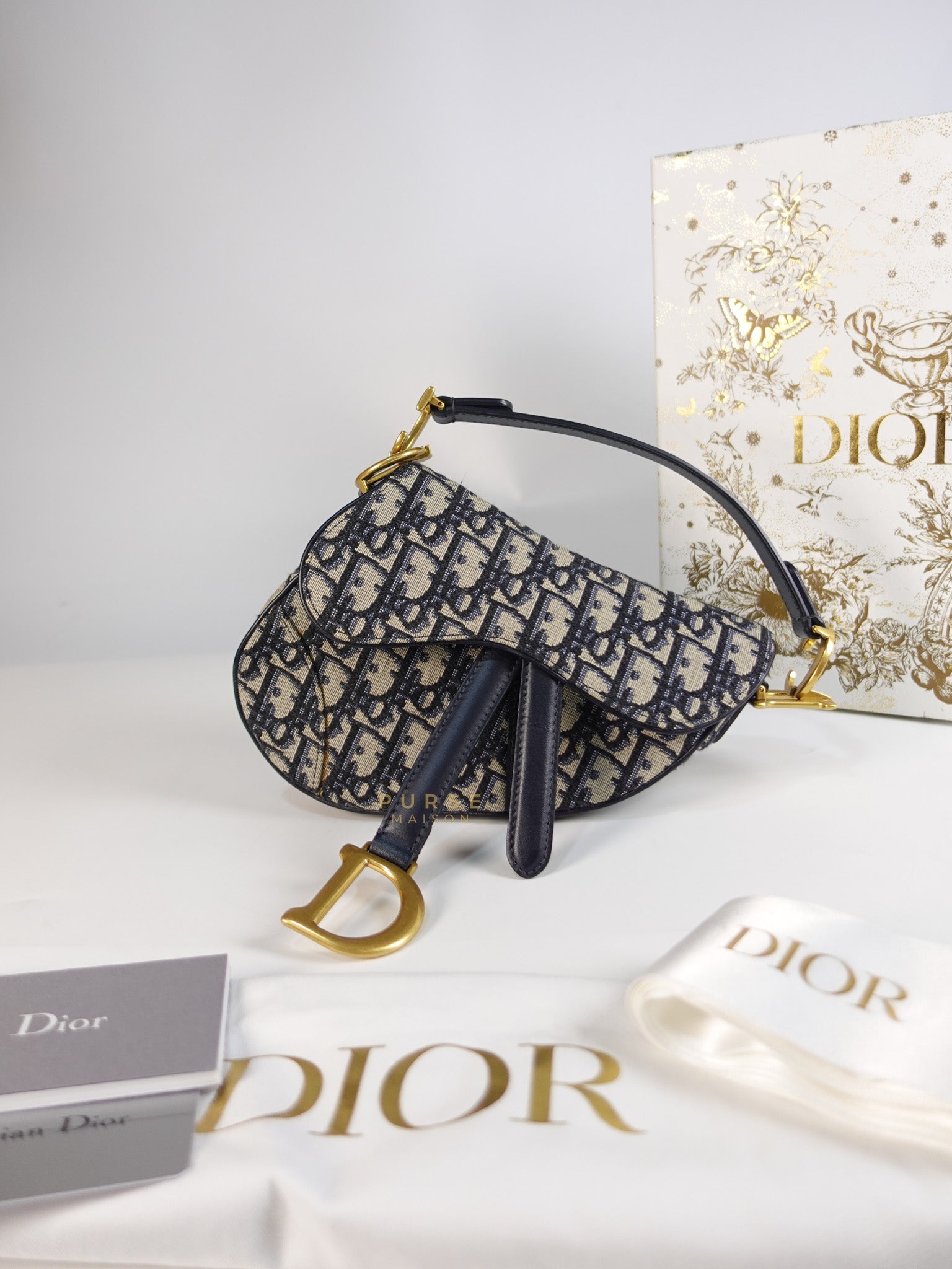 Mini Saddle Bag in Oblique Jacquard Canvas | Purse Maison Luxury Bags Shop