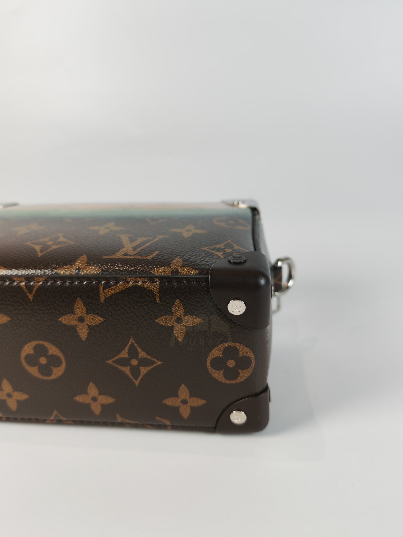 Mini Soft Trunk in Metallic Nebula Monogram & Silver Hardware Microchip | Purse Maison Luxury Bags Shop