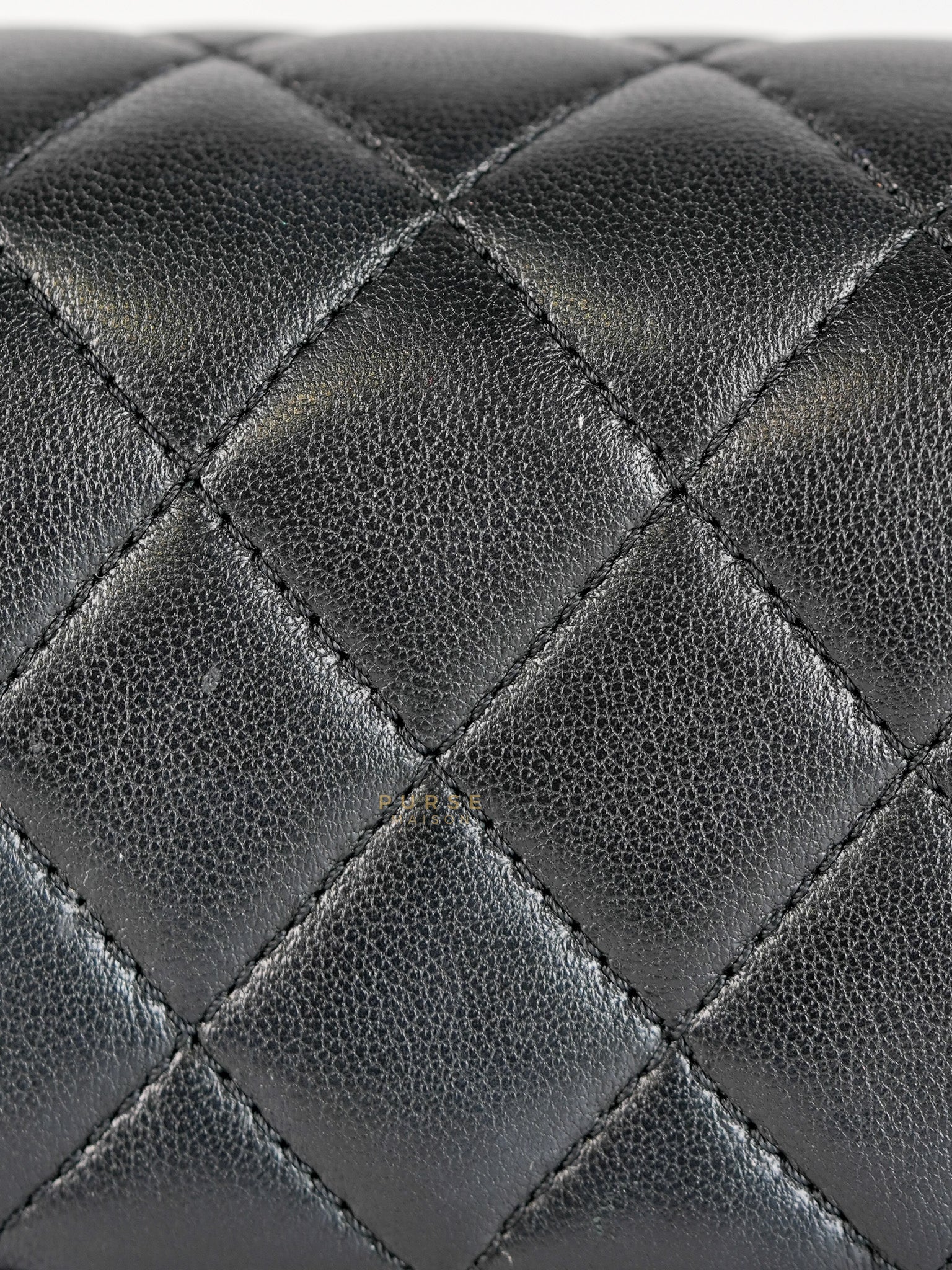 Mini Square Black Quilted Lambskin Leather Soccer Ball Pearl Crush in Gold Hardware (Microchip) | Purse Maison Luxury Bags Shop